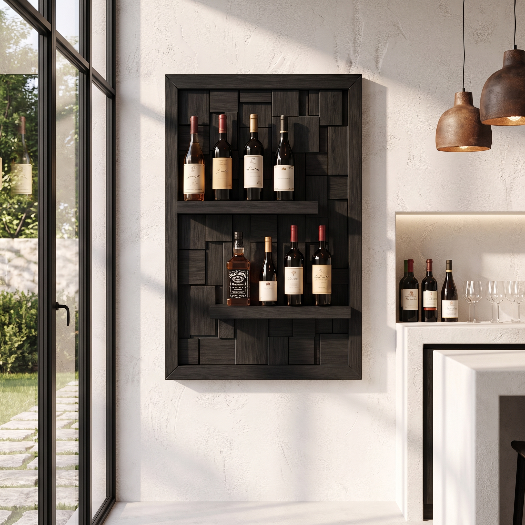 Wall Mounted Wine Holder With Open Bottle Display For Home Bar SINLHAWH047