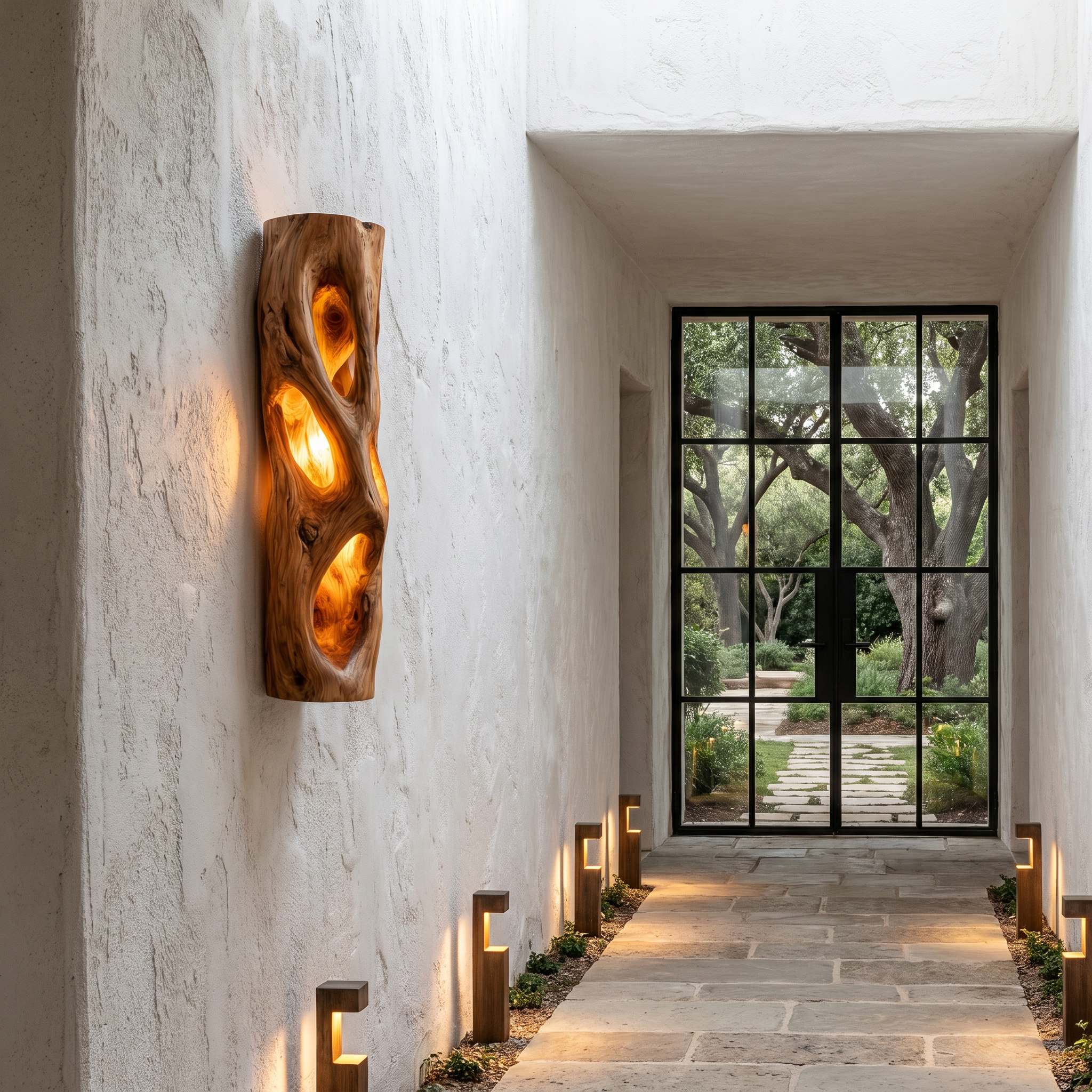 Sculptural Natural Wood Wall Sconce For Bedroom And Living Room SINLHAPL012