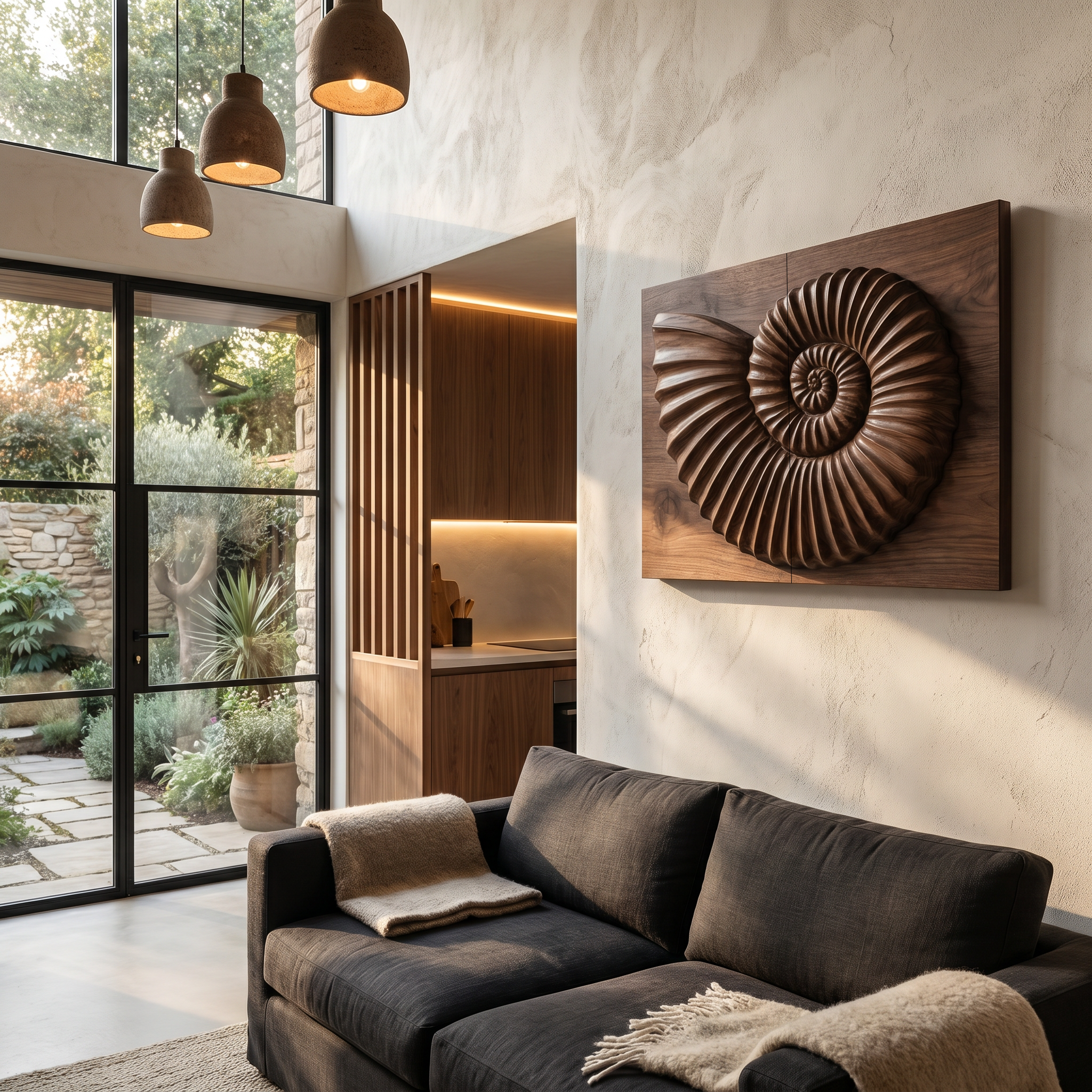 Modern Ammonite Fossil Decorative Wall Panel For Living Room SINLHAWA137