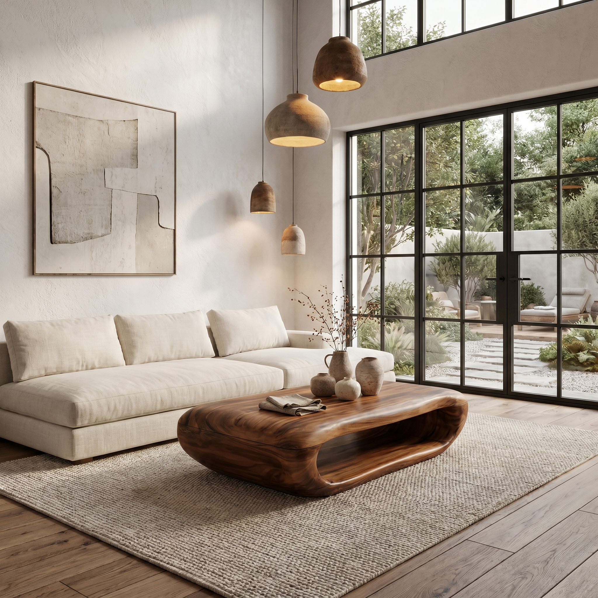 Organic Coffee Table With Open Storage For Living Room SINLHACF372