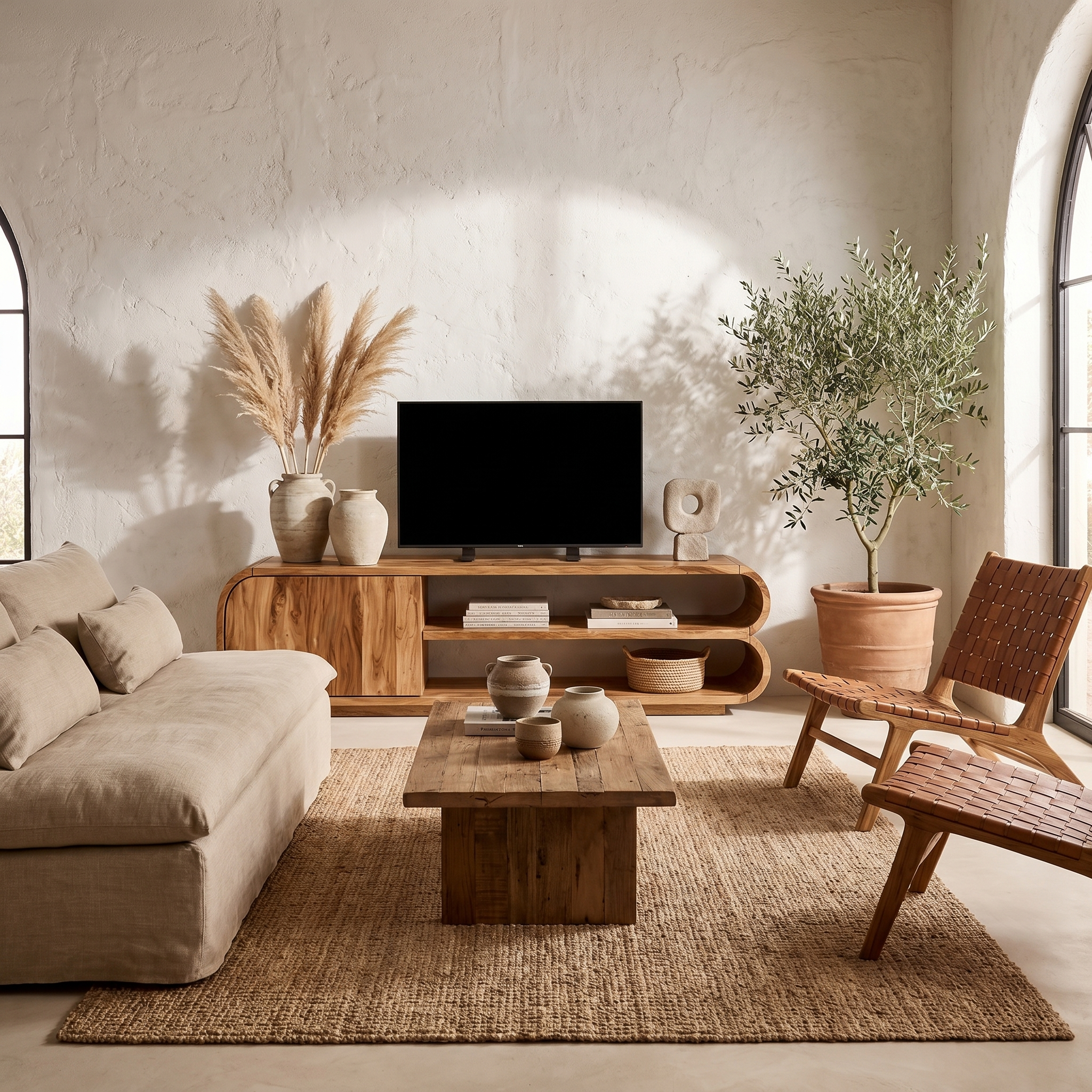 Contemporary TV Cabinet With Open Storage For Living Room SINLHATC038