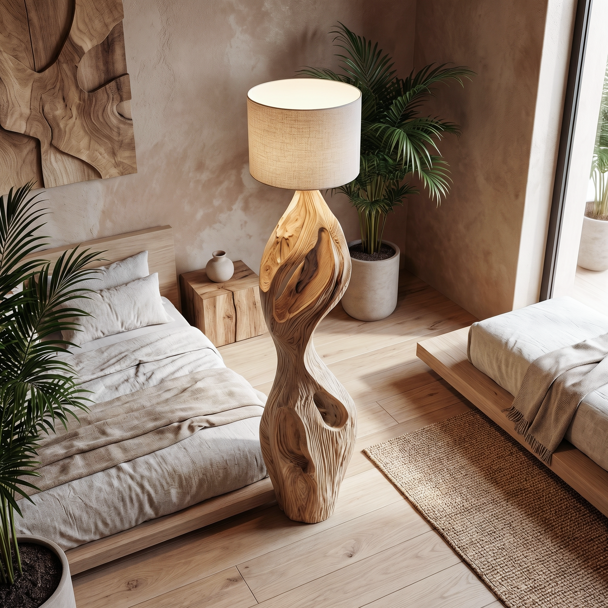 Organic Twisted Floor Lamp Sculptural Double Curve Design Living Room And Bedroom SINLHAFLP067