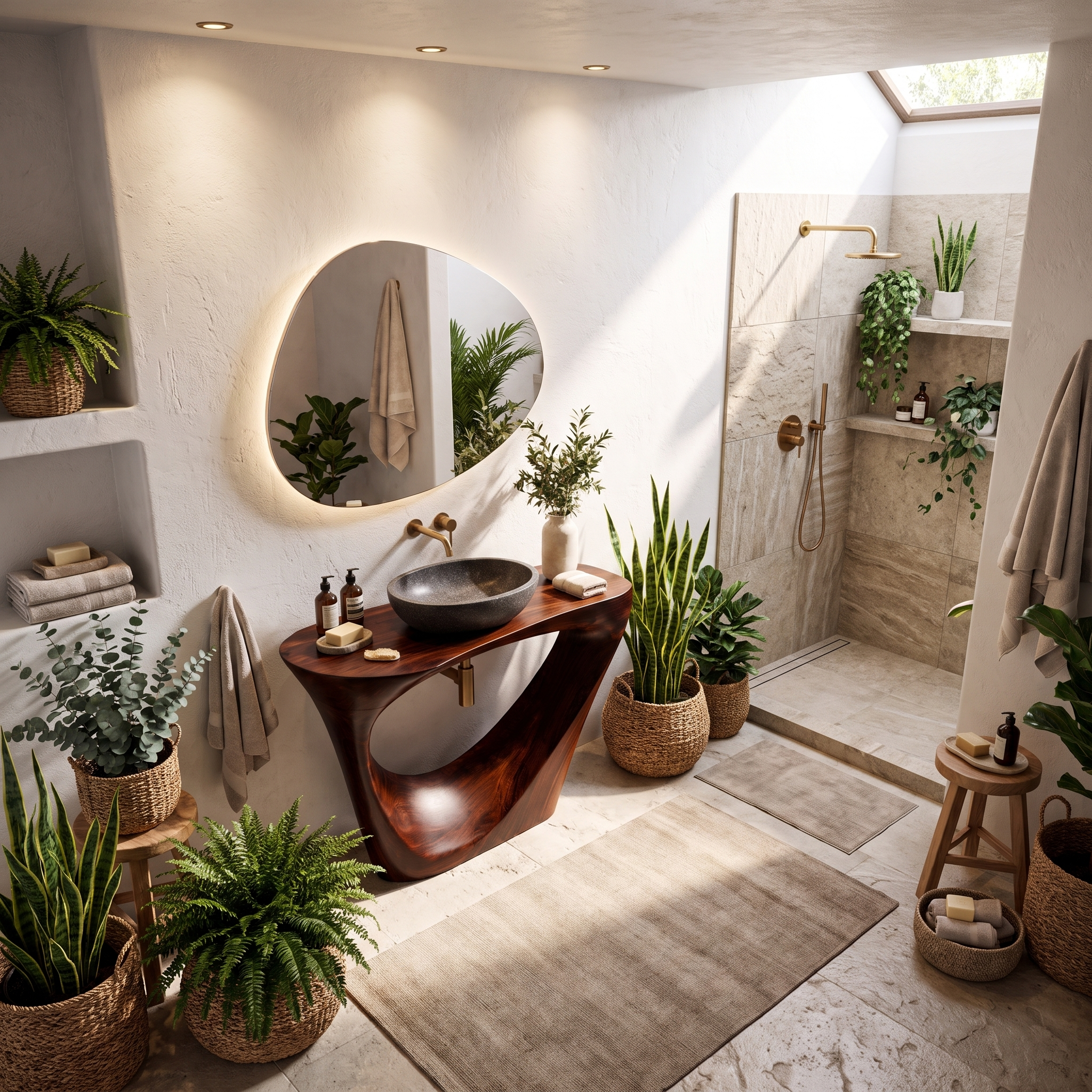 Live Edge Floating Bathroom Vanity With Sculptural Tree Support For Bathroom SINLHABRV320