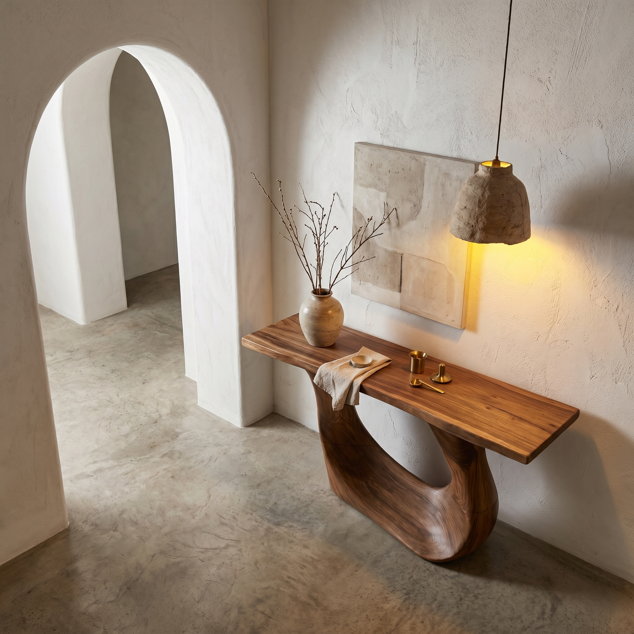 Contemporary Console Table With Unique Curved Structure For Entryway And Living Room SINLHACS572