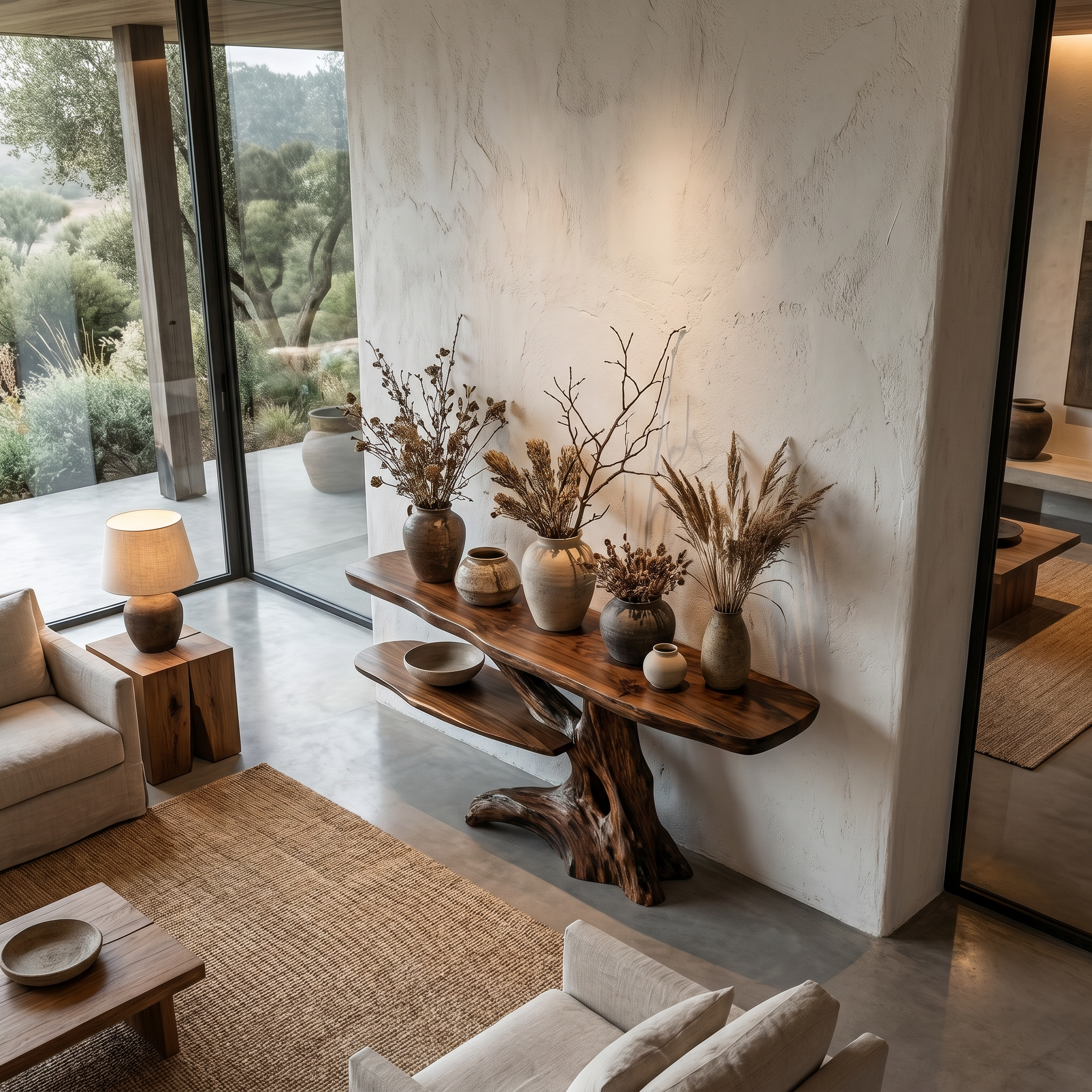 Contemporary Console Table With Sculptural Solid Wood Root Design For Entryway SINLHACS625