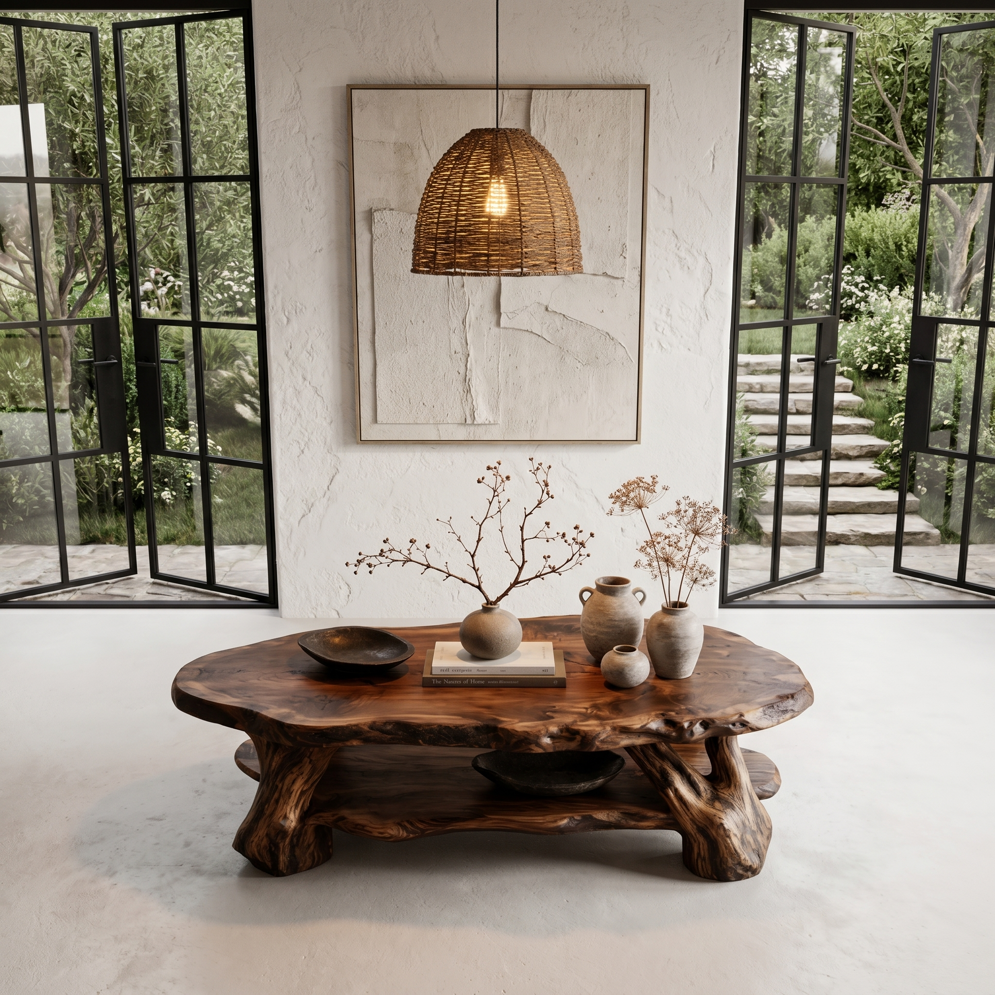 Nature Inspired Coffee Table With Sculptural Root Wood Design For Living Room SINLHACF390
