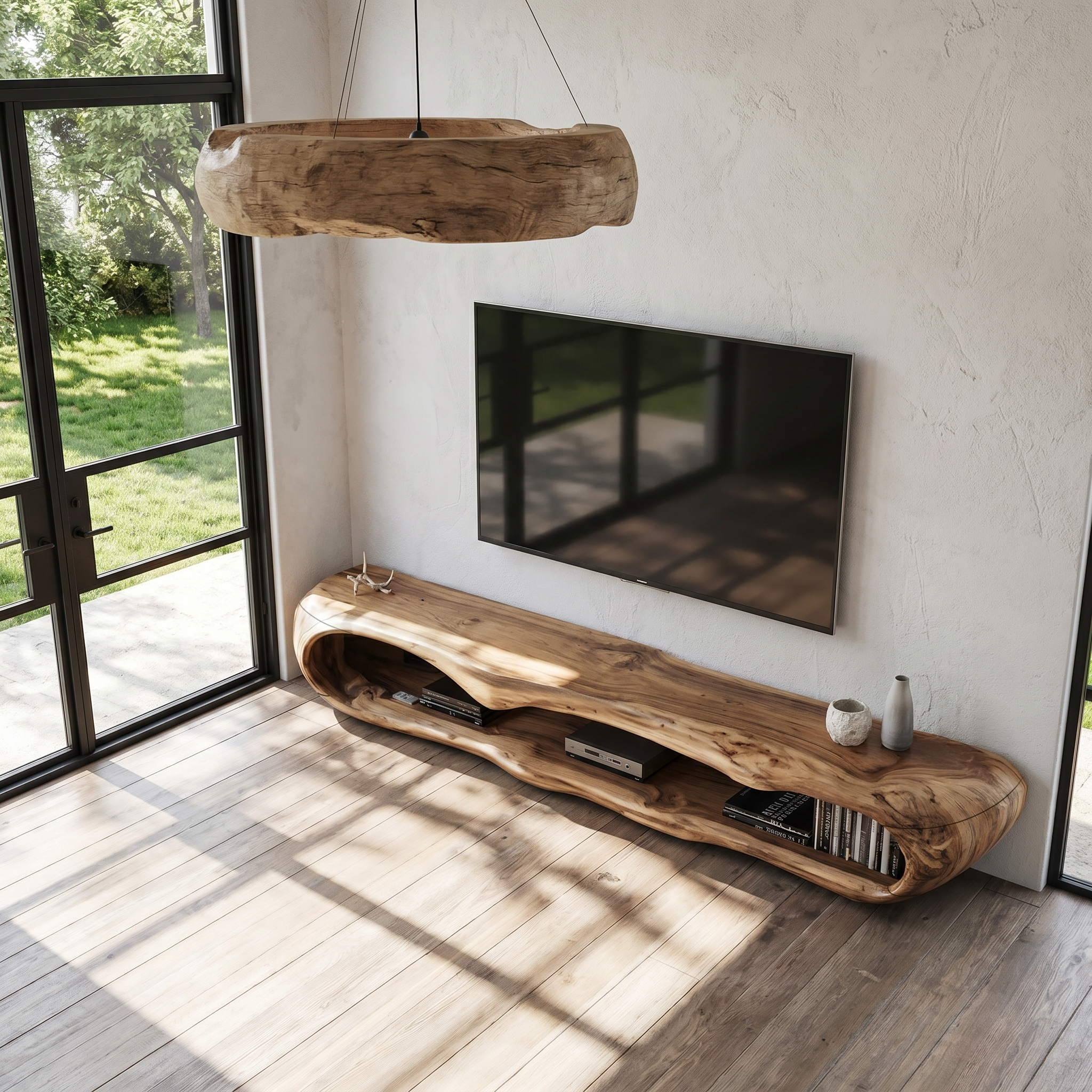 Sculptural TV Cabinet Nature Inspired Artistic Design For Living Room SINLHATC075
