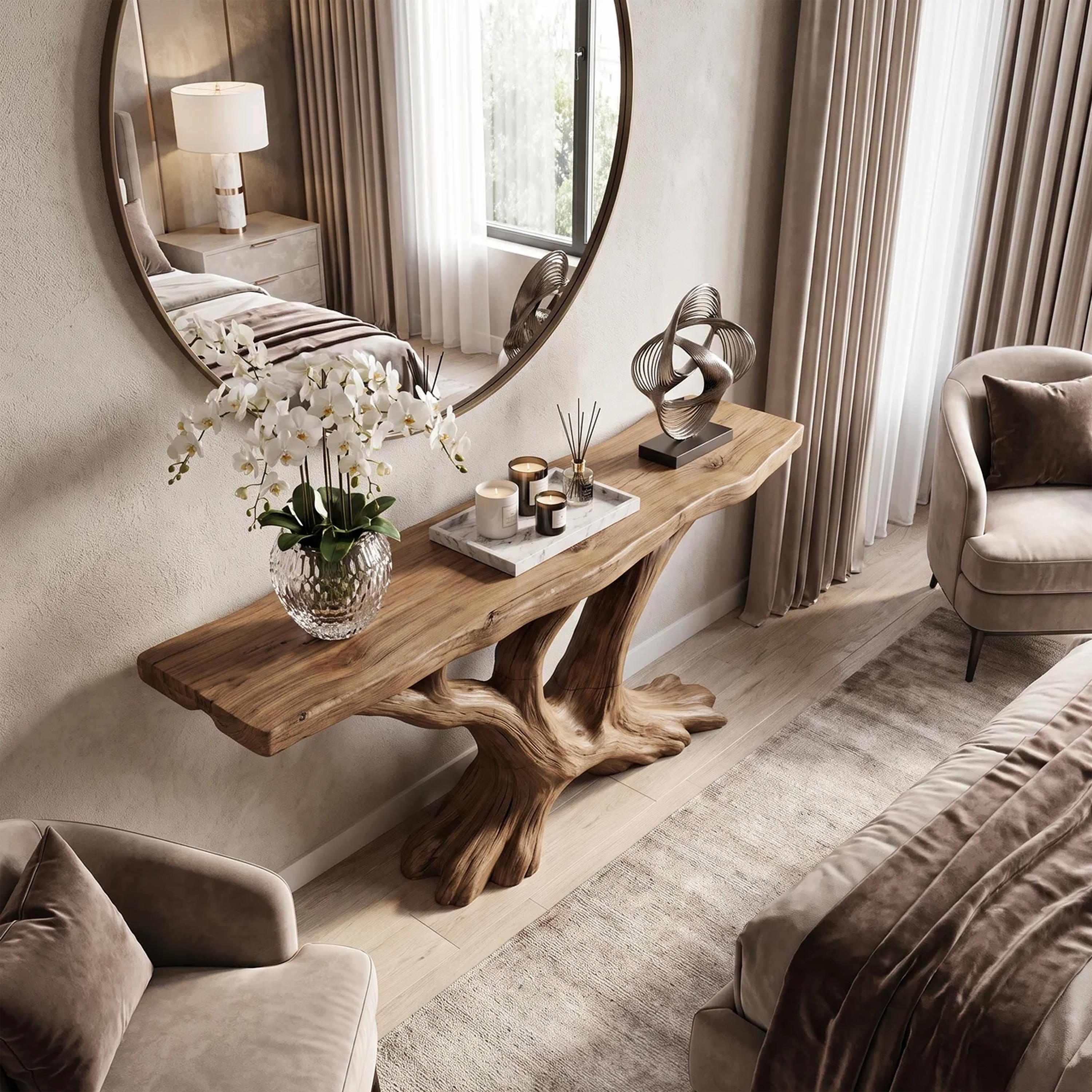 Contemporary Sculptural Console Table Modern Entryway SILDTTRCS113