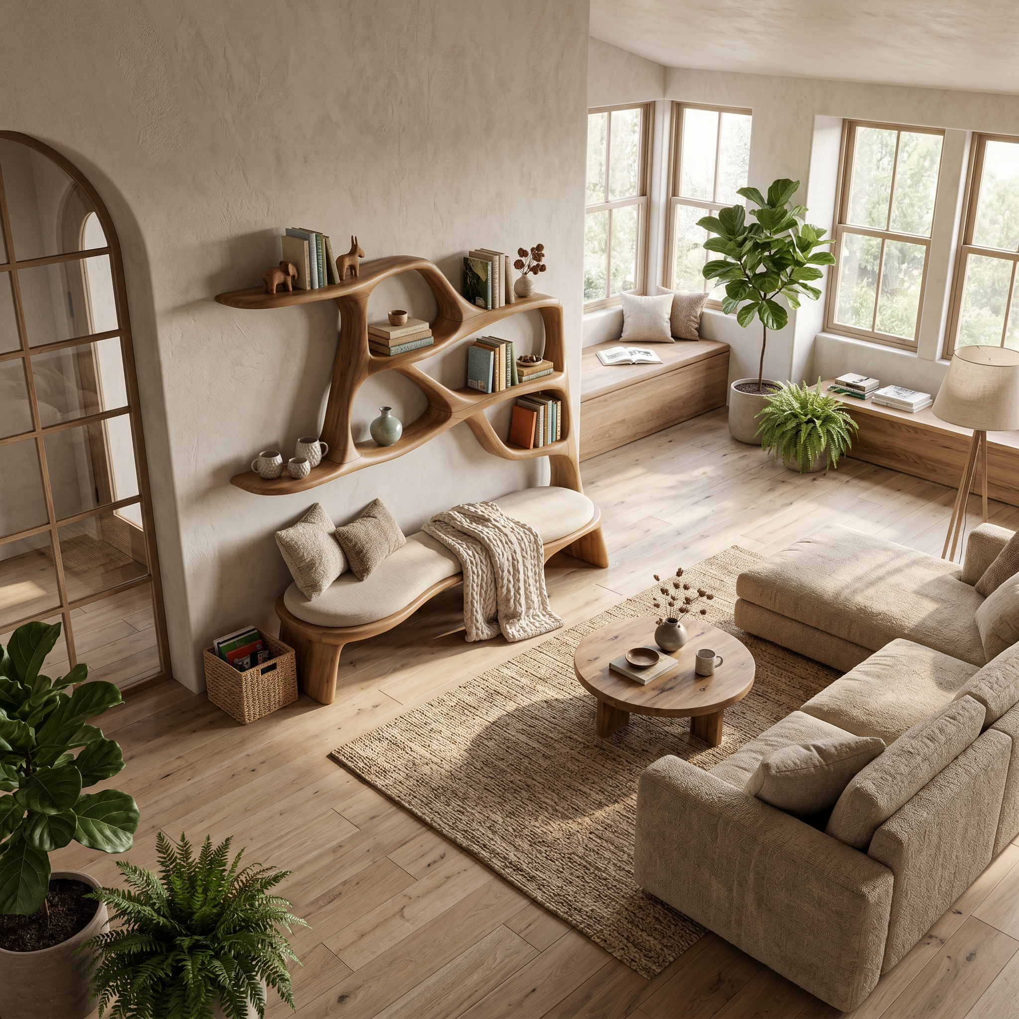 Minimalist Window Seat Bookcase For Modern Bedroom SILDTTNBS058