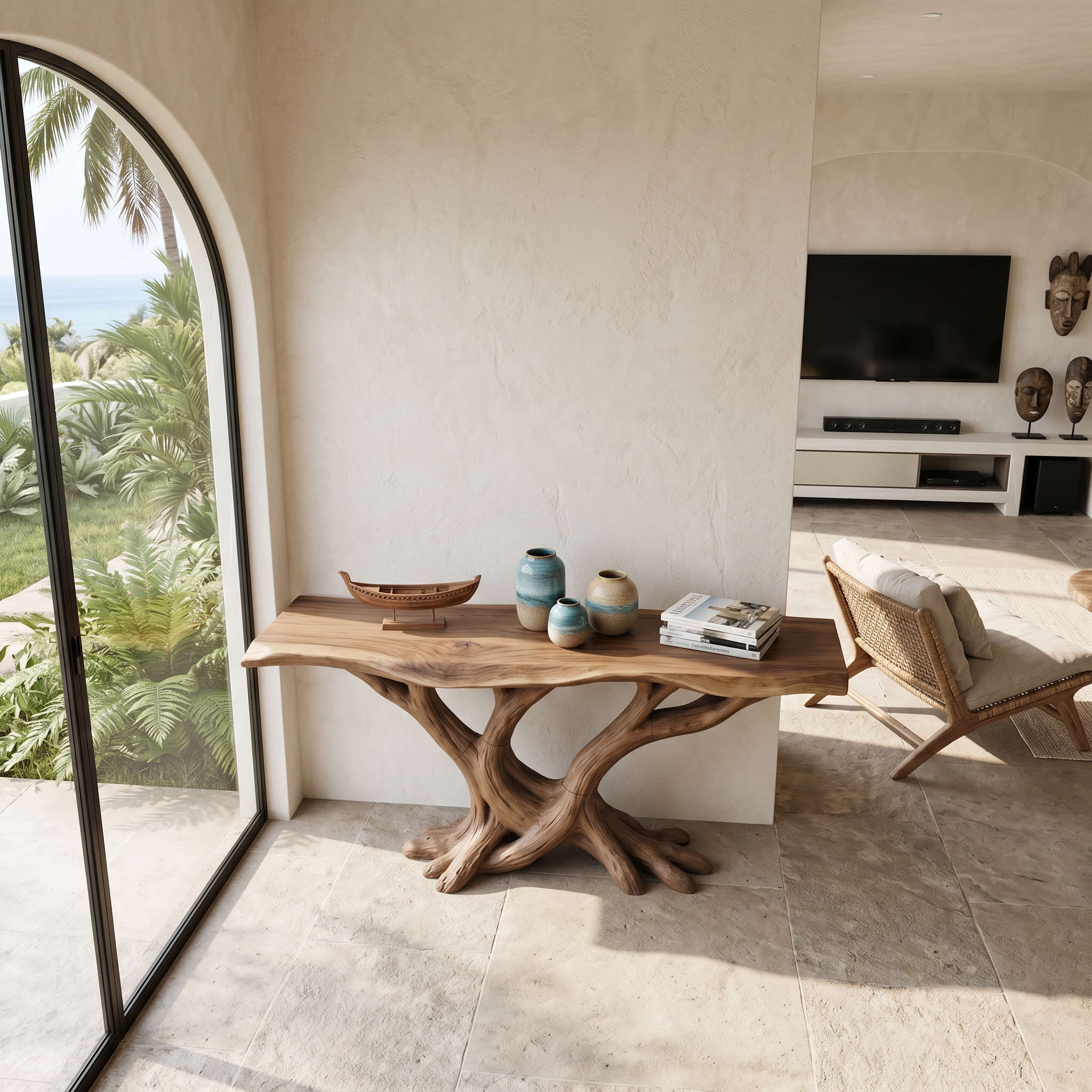 Organic Twisted Wood Console Table Contemporary Hallway SILDTTRCS101