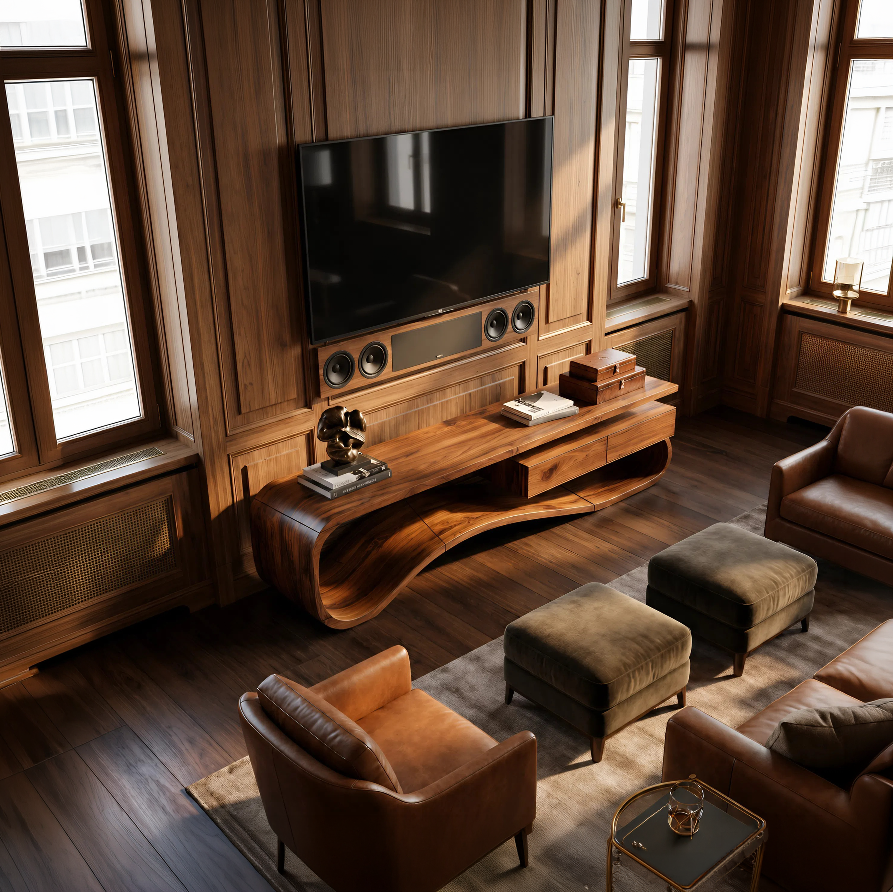 Contemporary Organic TV Stand For Lounge Area SILDTTNTVC122