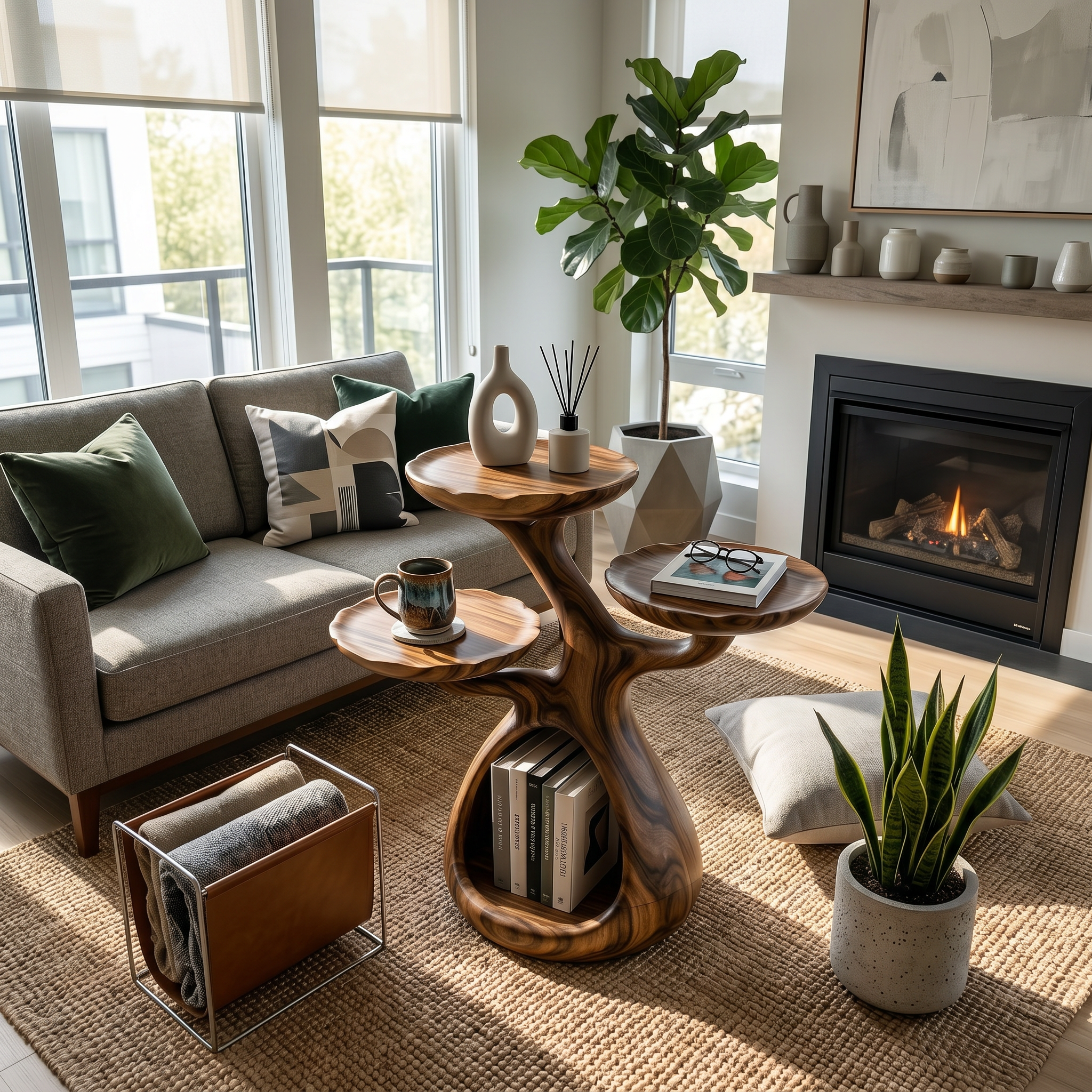 Contemporary Display Shelf Side Table Fireplace Lounge SILDTTRSTA025