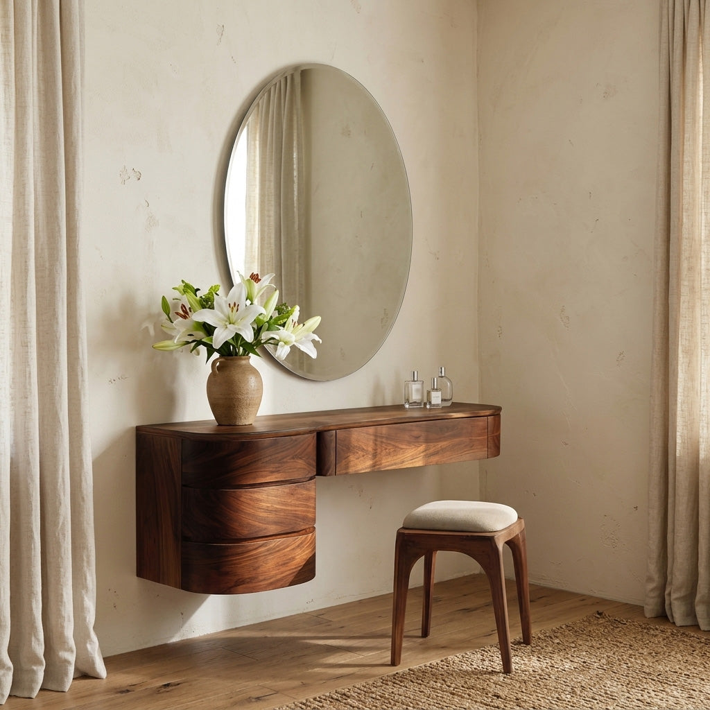 Minimalist Wall Mounted Vanity With Drawer For Sunlit Bedroom RTTHHNVAN021