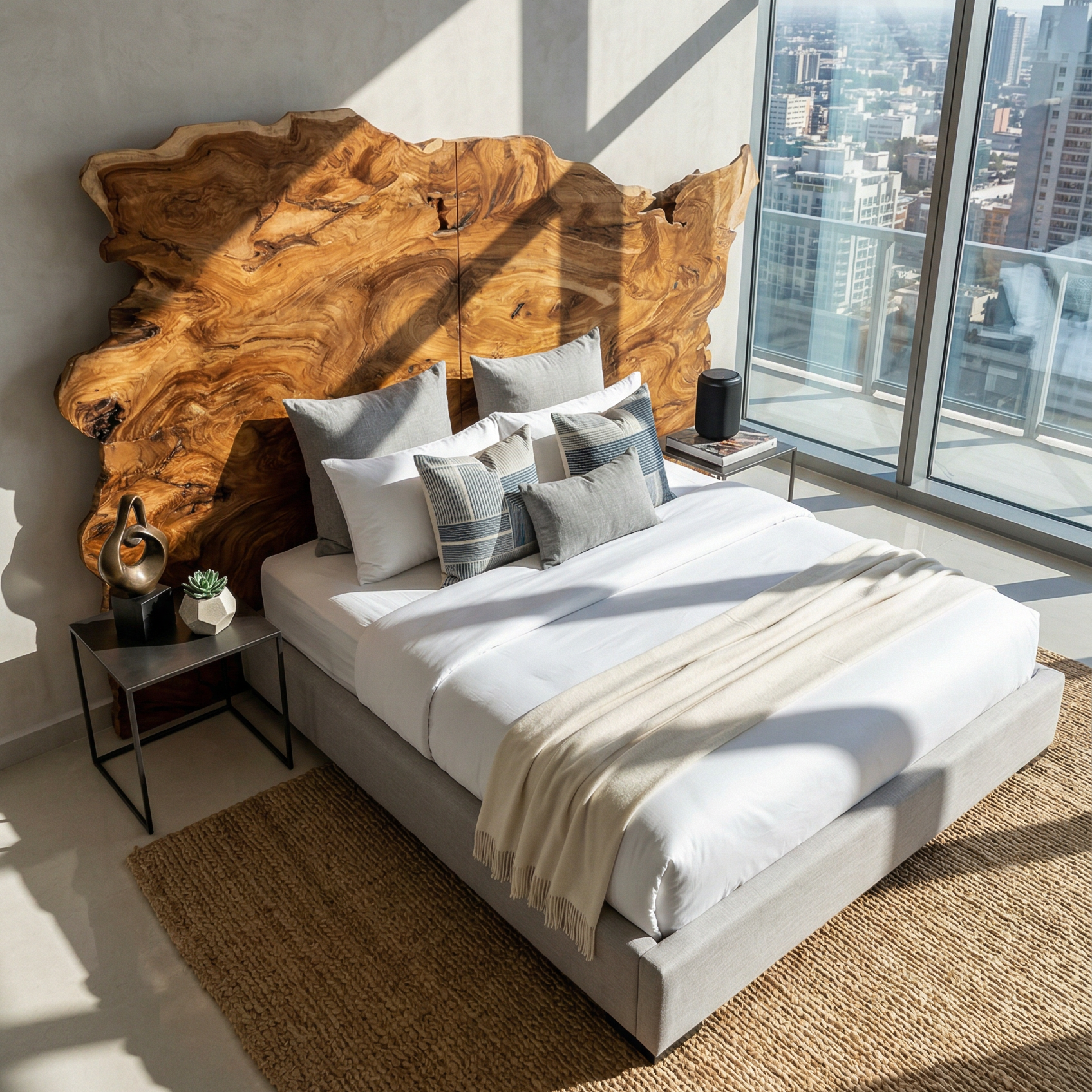 Organic Natural Wood Headboard For Minimalist Japandi Bedroom Design SILDTTRHB002