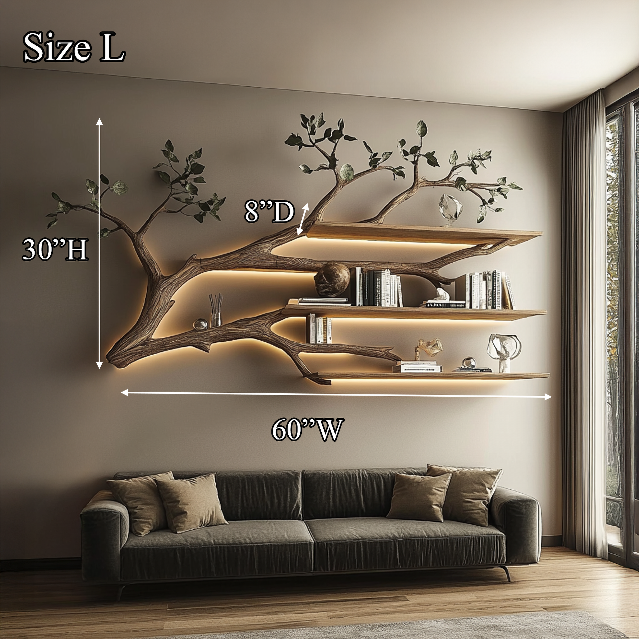 Rustic Tree Branch Floating Shelf Living Room SINLSATBS038