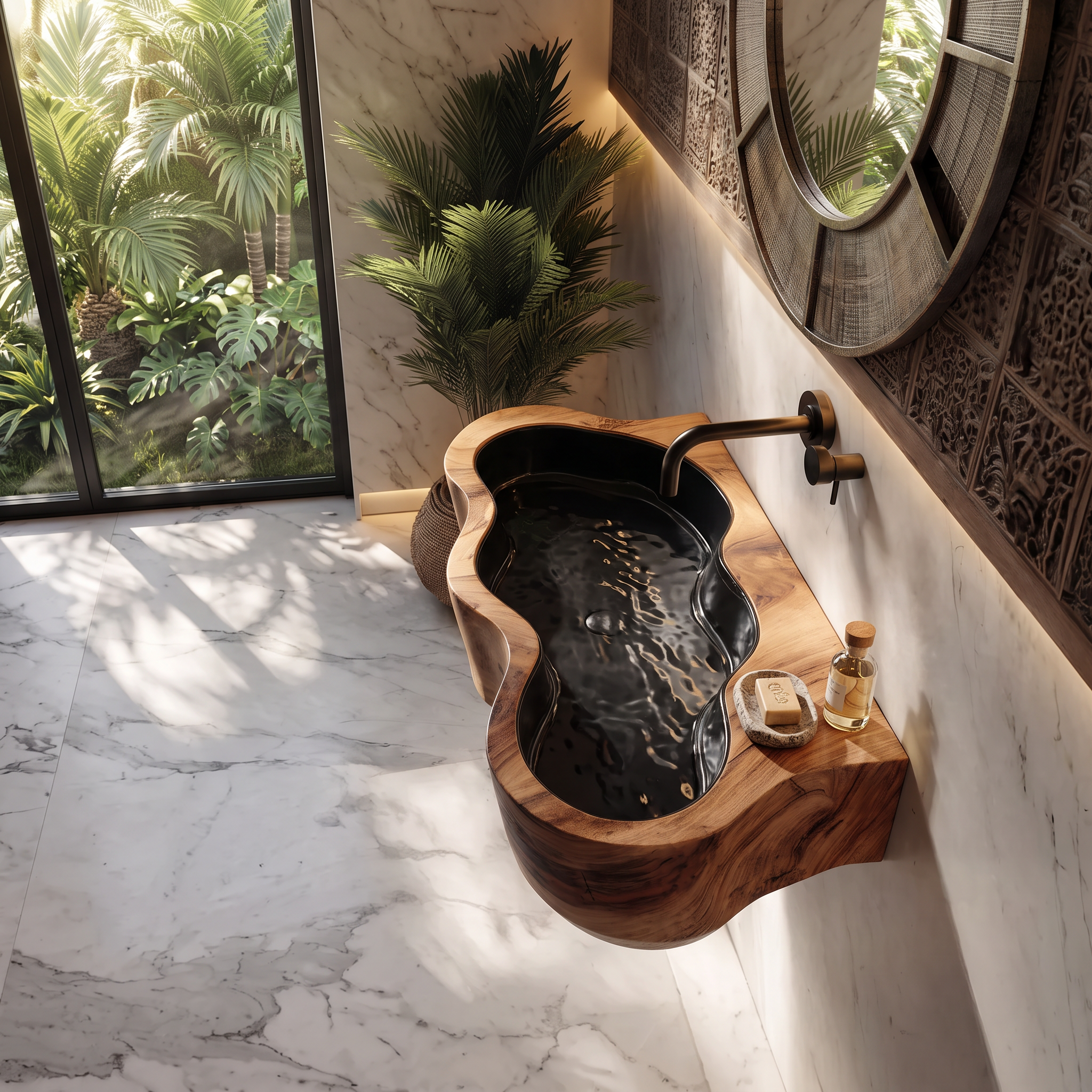 Modern Live Edge Wood Basin For Contemporary Bathroom Interior Design SILDTTRVS025