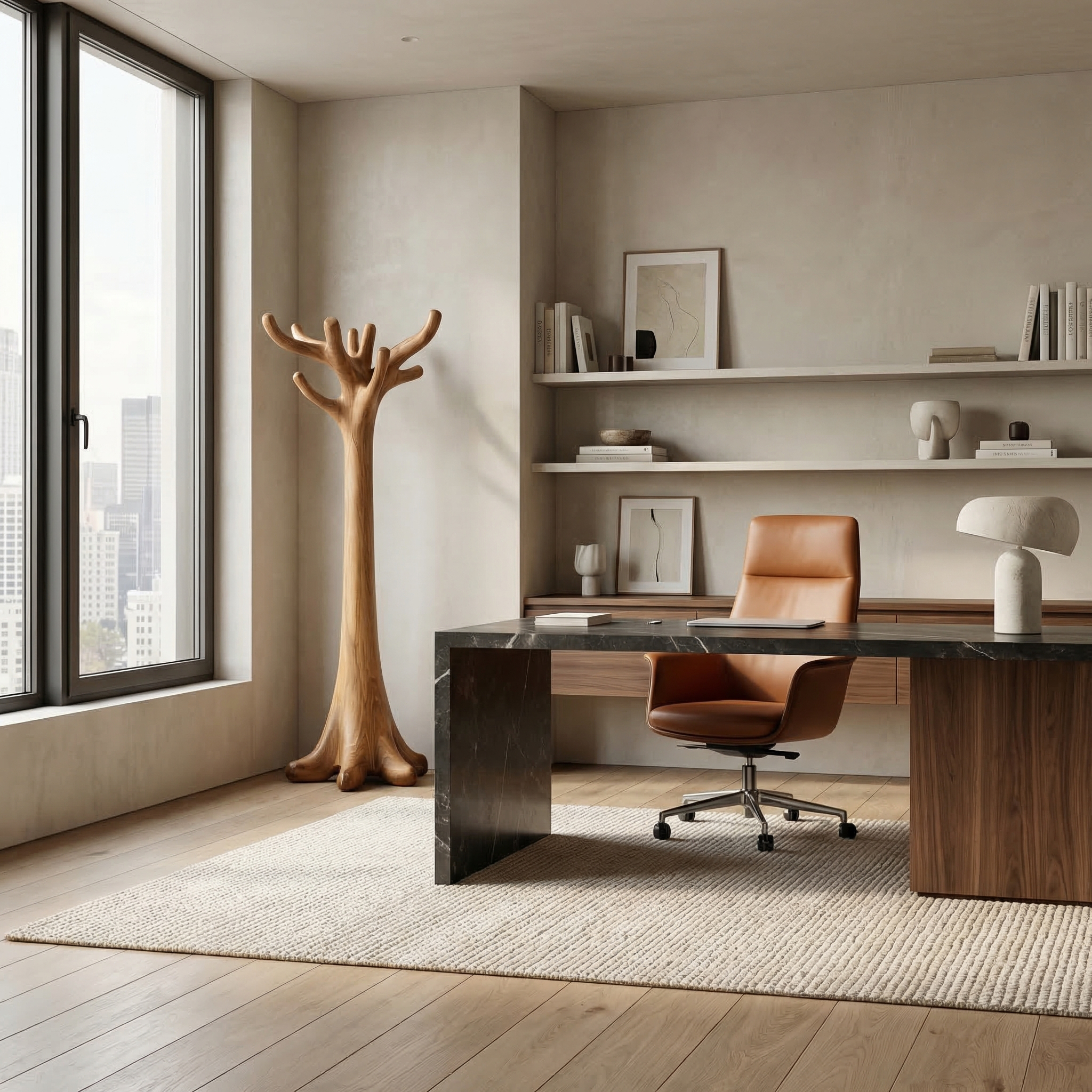 Rustic Minimal Tree Coat Rack For Bedroom And Living Area SINLSATCR105