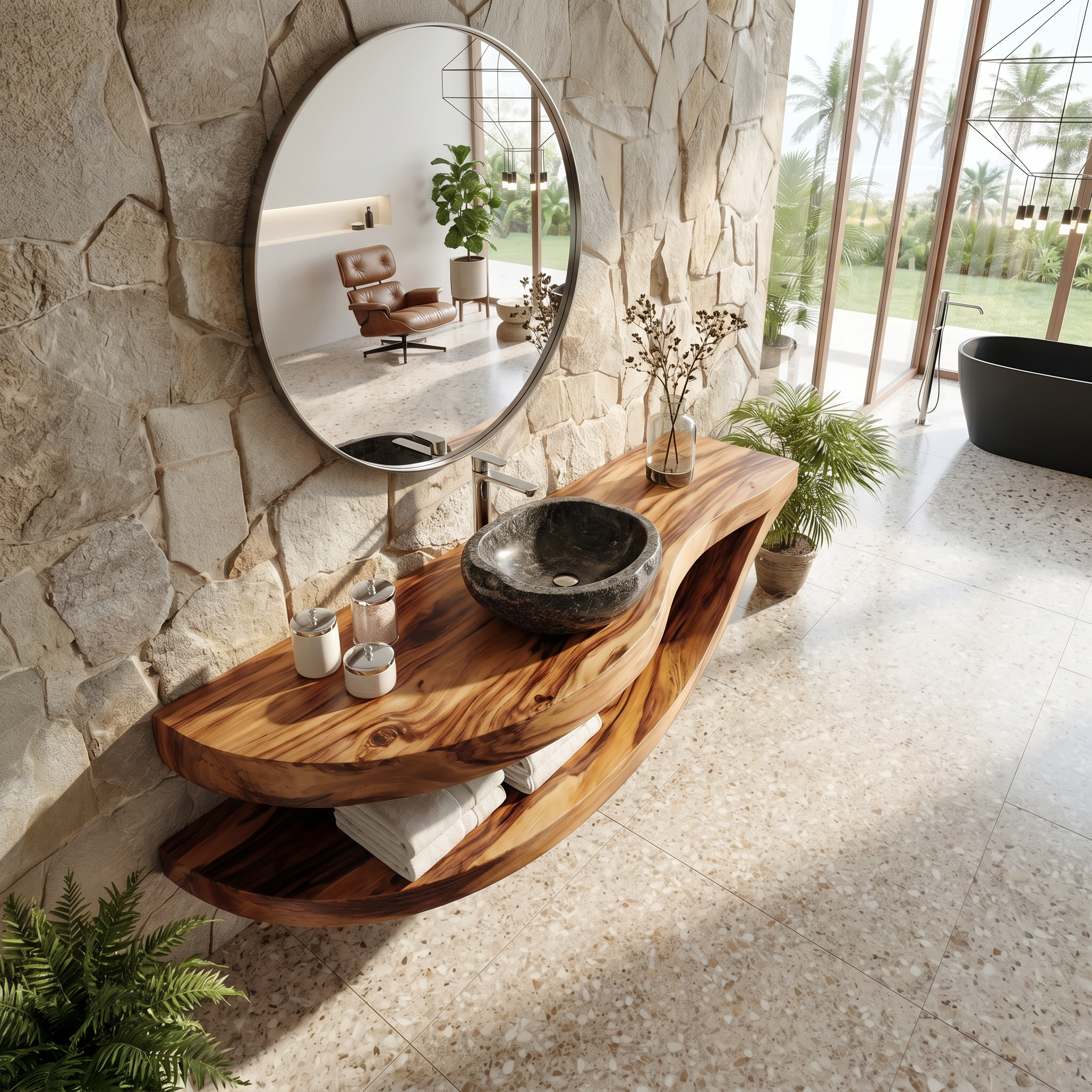 Luxury Open Shelf Vanity Cabinet Resort Suite SILDTTRBRV181