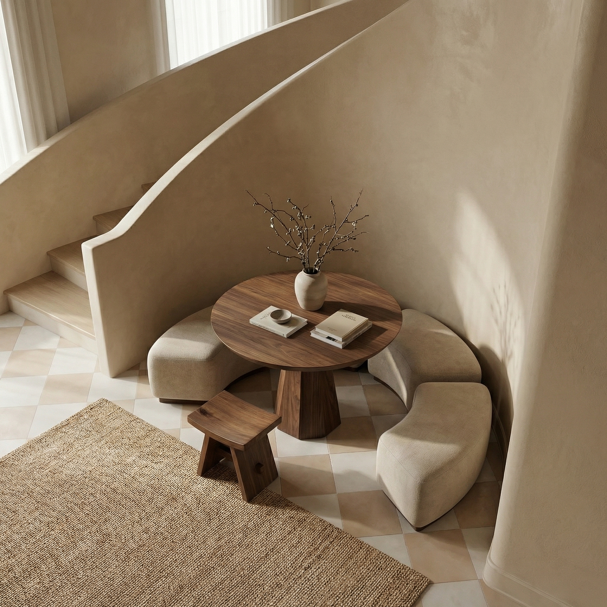 Contemporary Organic Round Entryway Foyer Table For Entryway SINLSAFT007