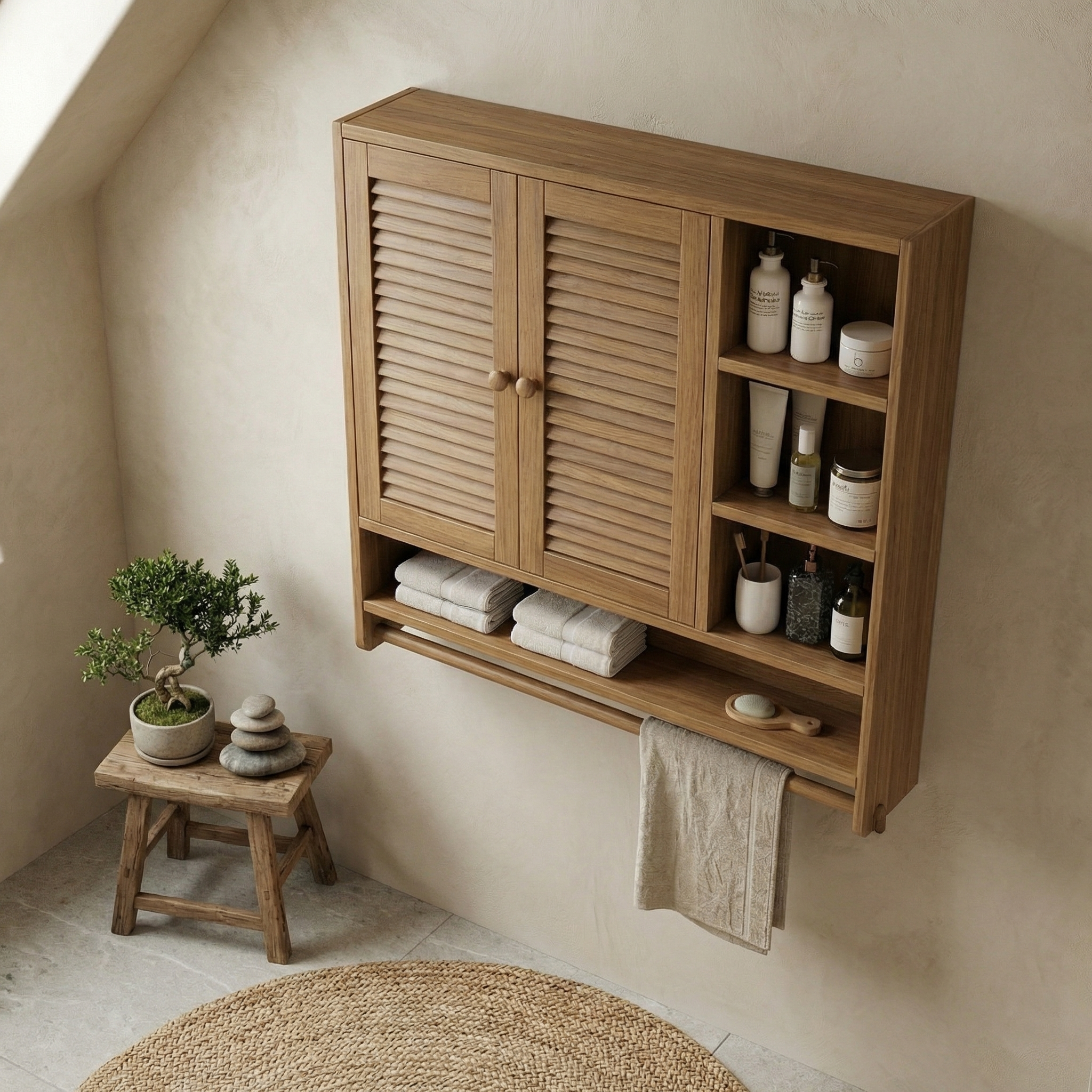 Rustic Bathroom Cabinet Solid Wood For Bathroom Space SINLSABCT015
