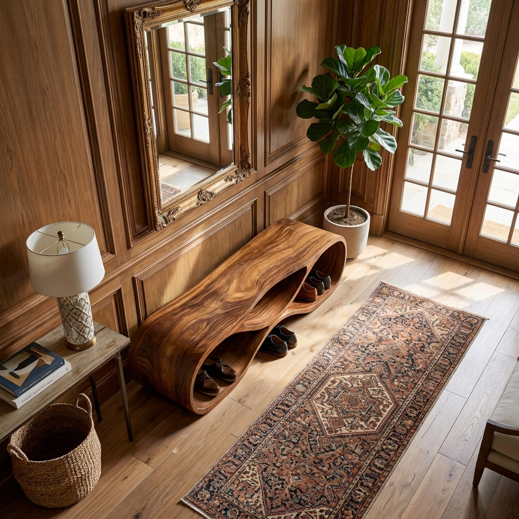 Wooden Bench Organic Sculptural Design For Home RTTHTTCHR092
