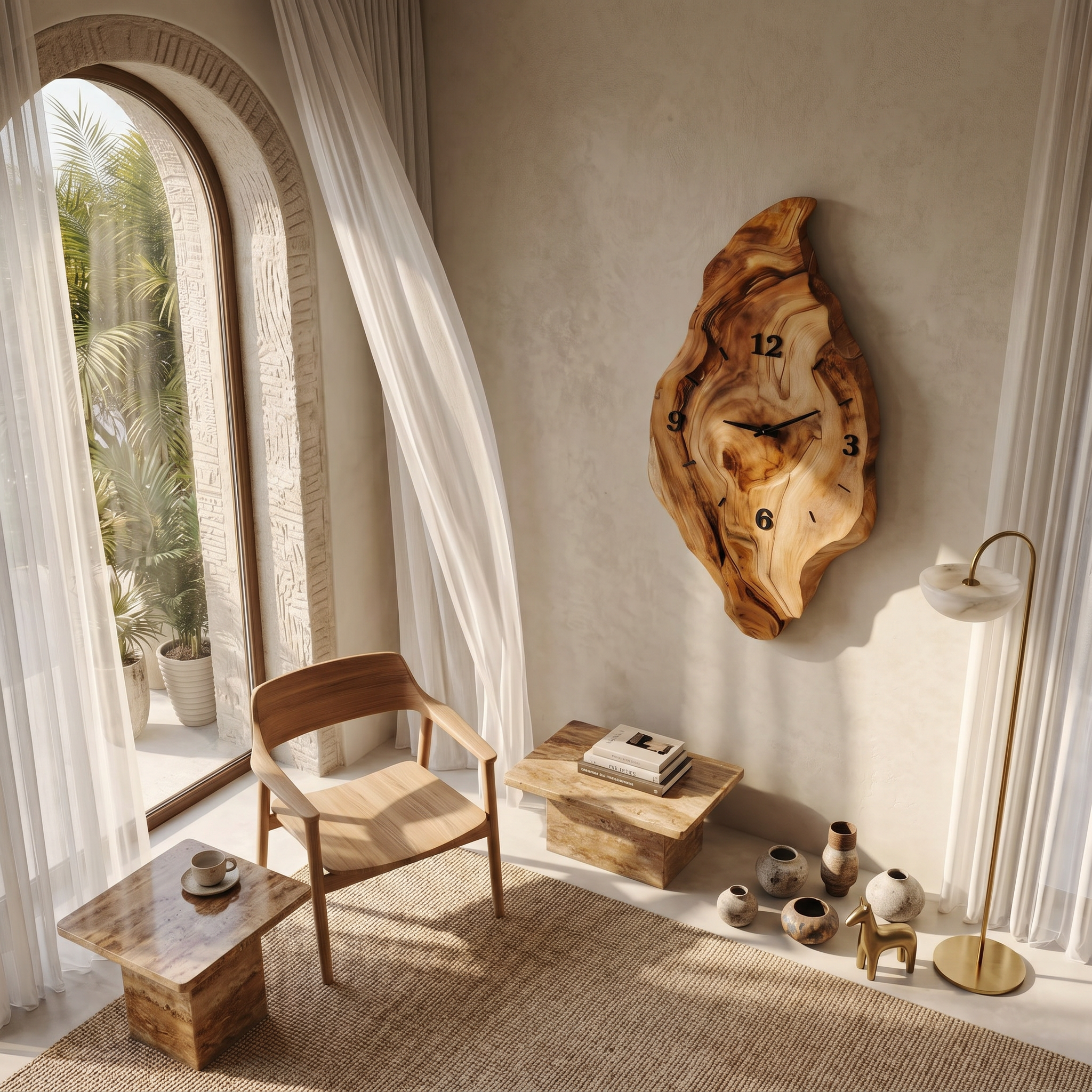 Rustic Wall Clock With Live Edge Design For Bedroom SITHTTWAC002