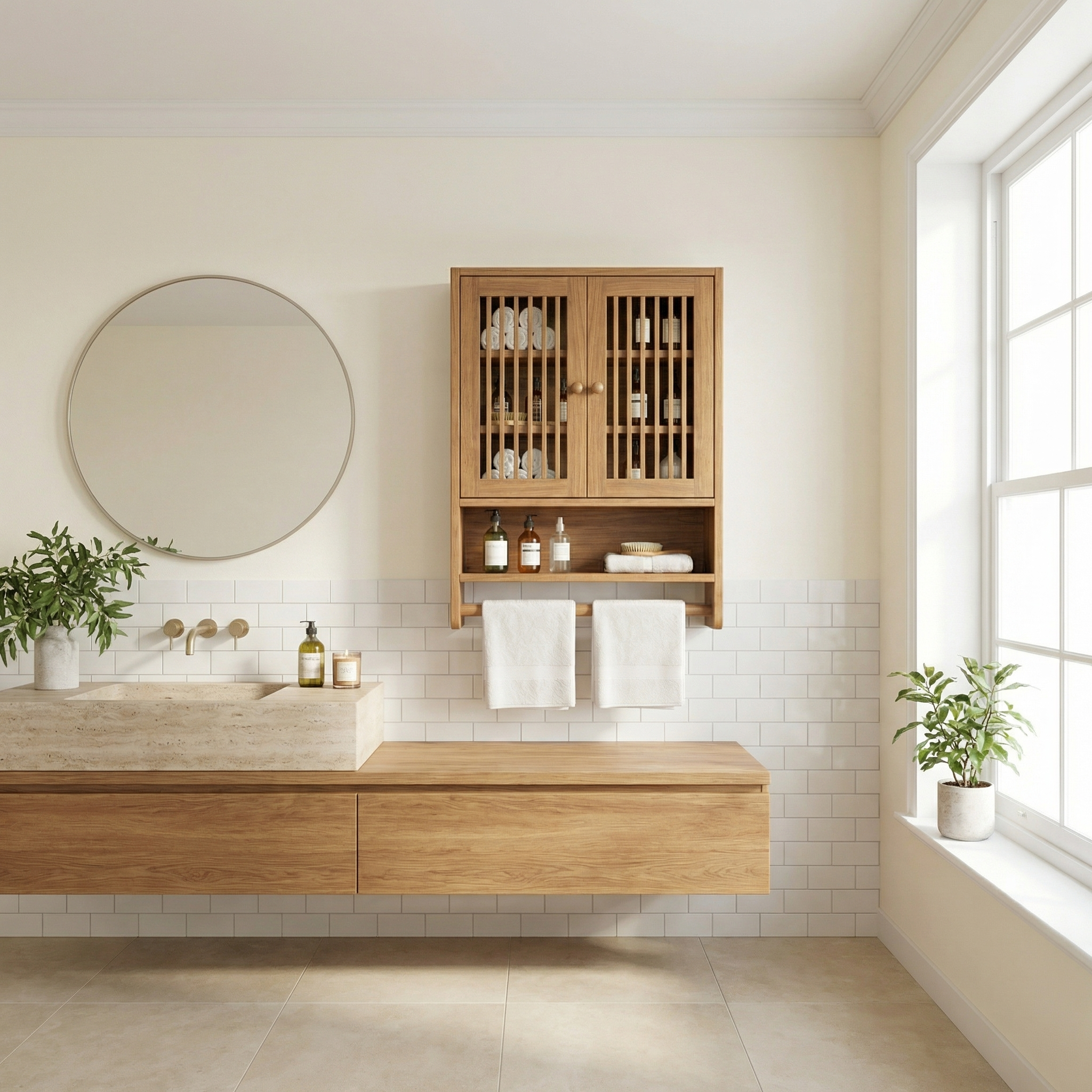 Bathroom Cabinet With Shelves Solid Wood Bathroom Furniture SINLSABCT016