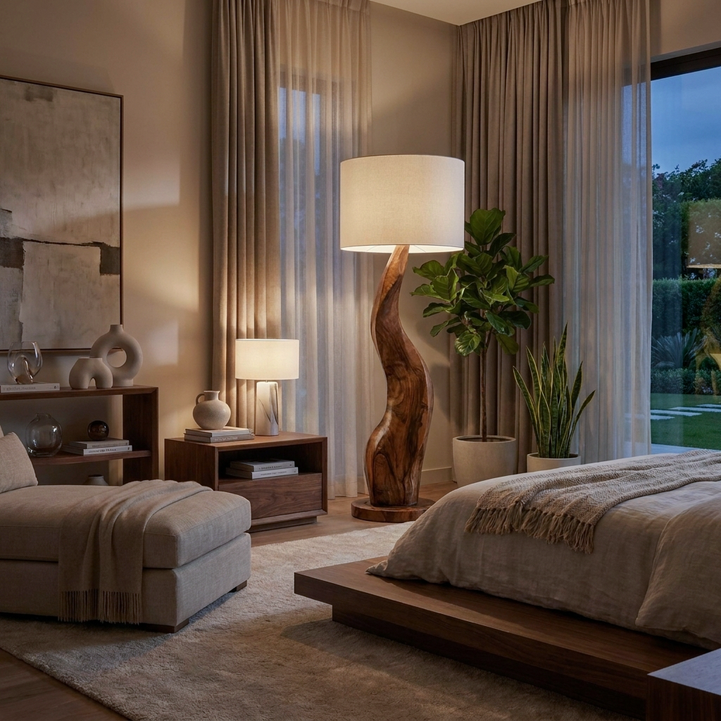 Modern Sculptural Floor Lamp With Curved Base For Bedroom SITHTTLAM019