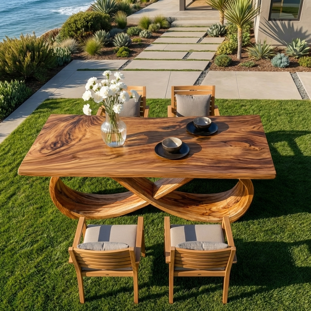 Modern Wooden Dining Table With Sculptural Base For Dining Room RTTHTTDN040