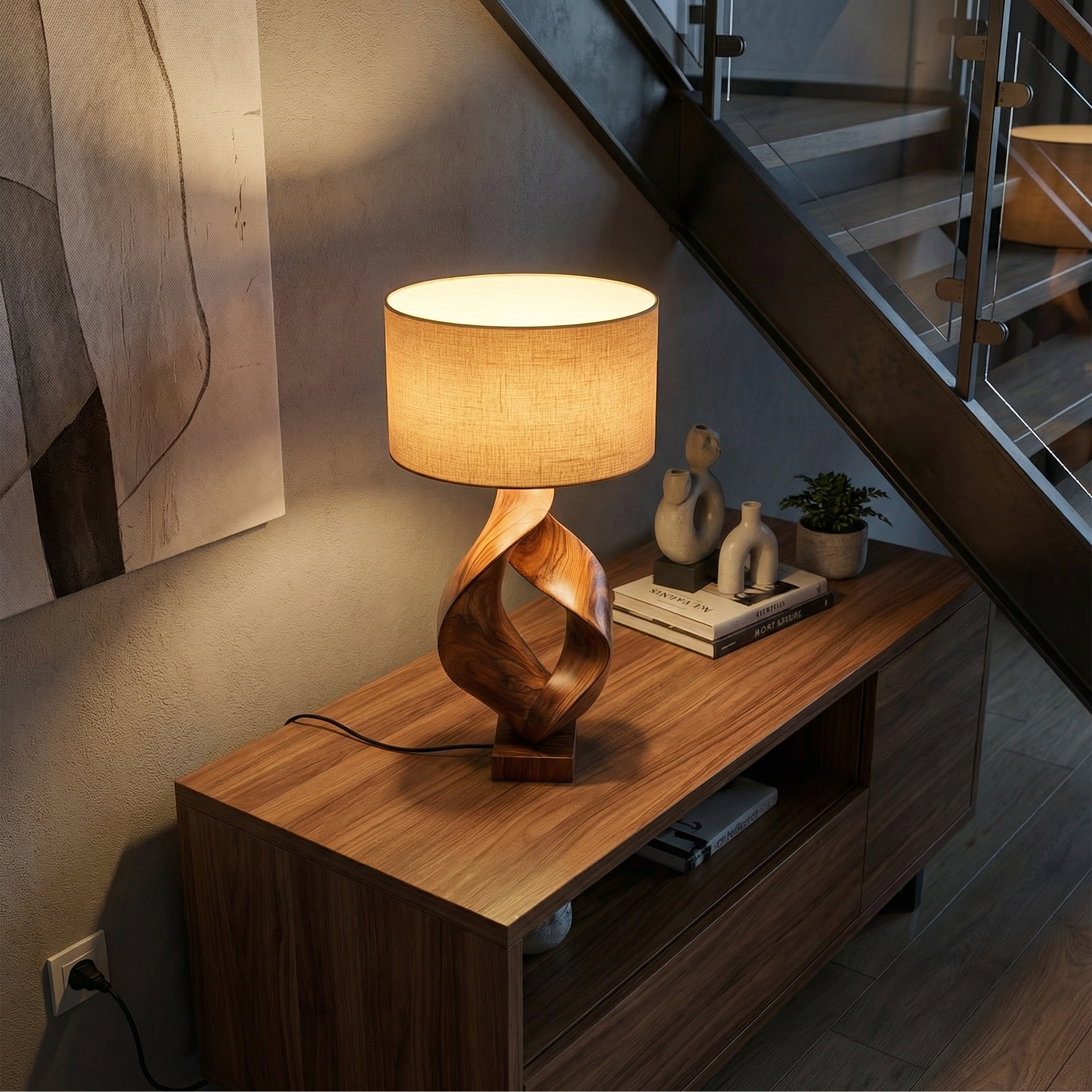 Rustic Sculptural Lamp Living Room Cabin Lodge Cozy Corner Space SILDTTRLAM035