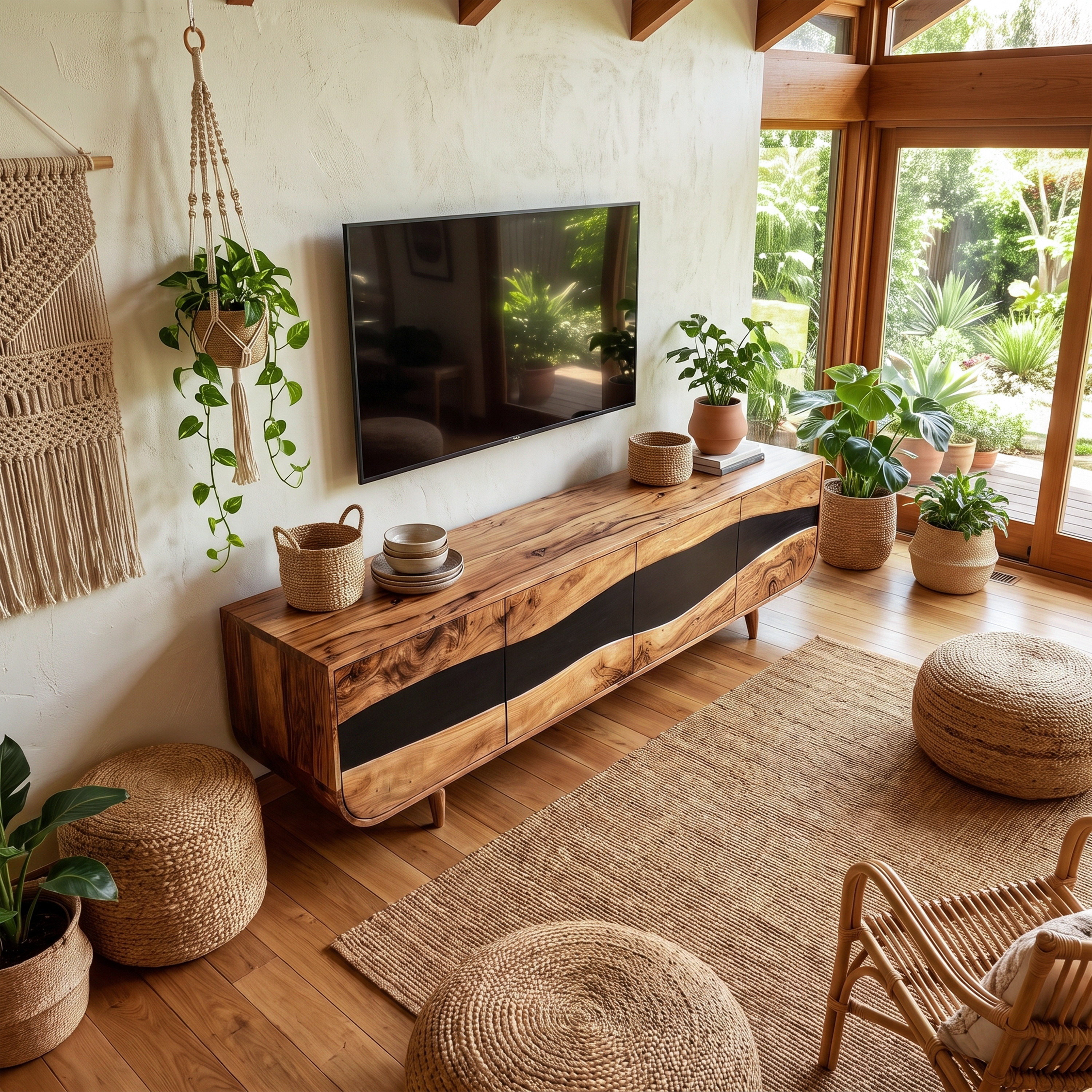 Handcrafted Wooden Live Edge TV Stand For Furniture Decor SILDTTNTVC084