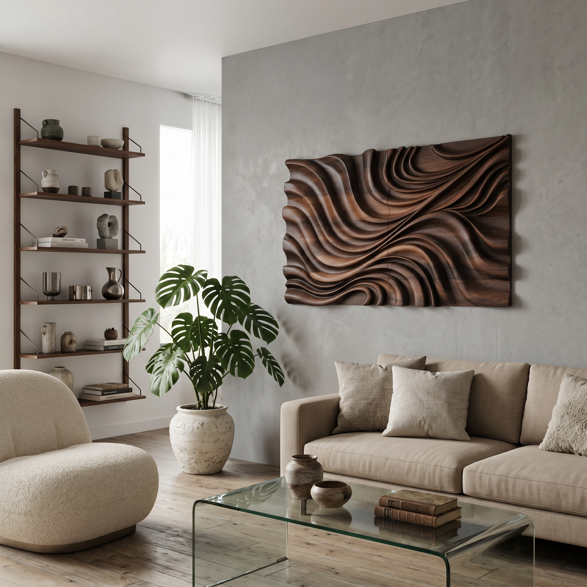 Elegant Wave Inspired Wall Sculpture for Modern Living Room SITHTTWA002
