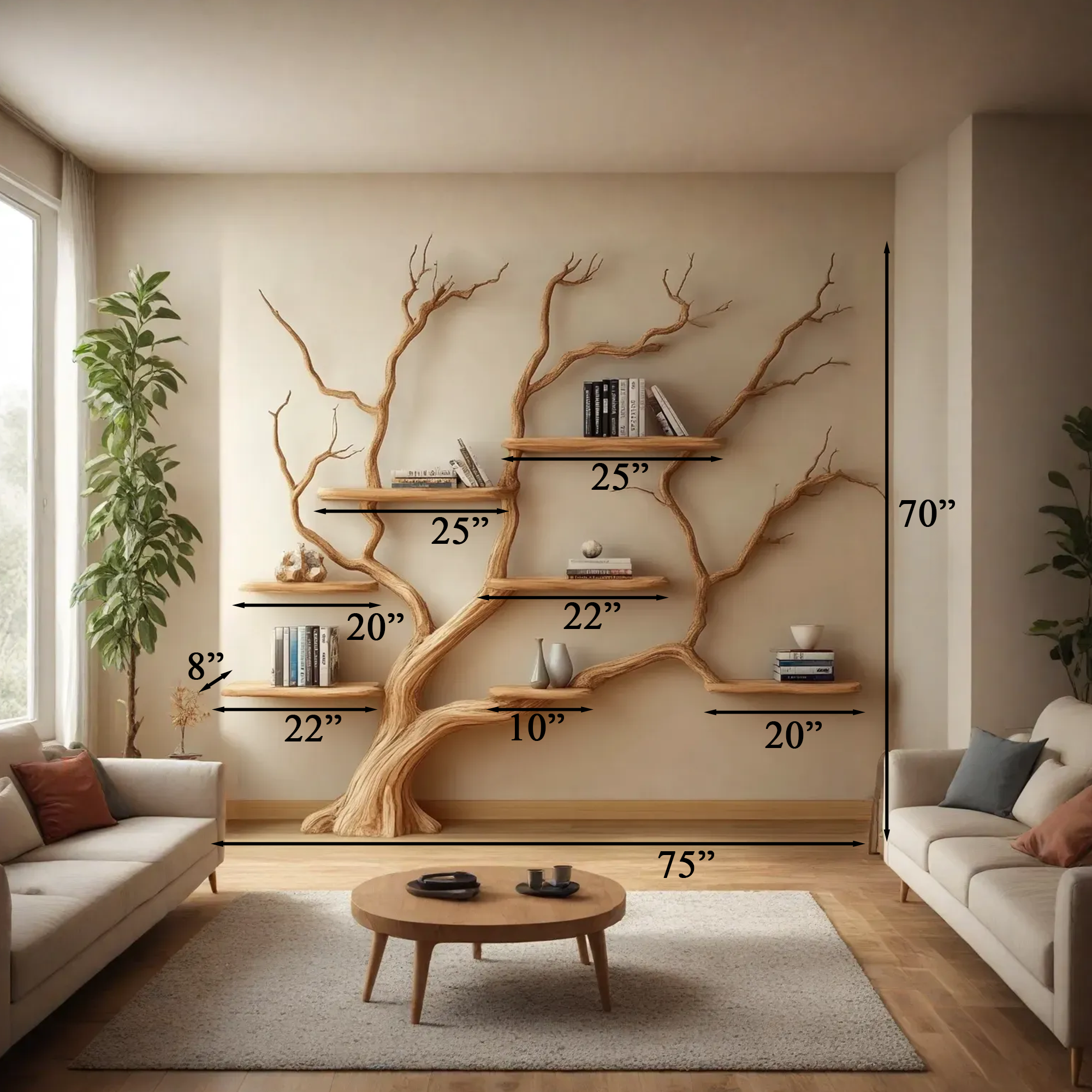 Rustic Wall Mounted Branch Tree For Living Room SINLTB122