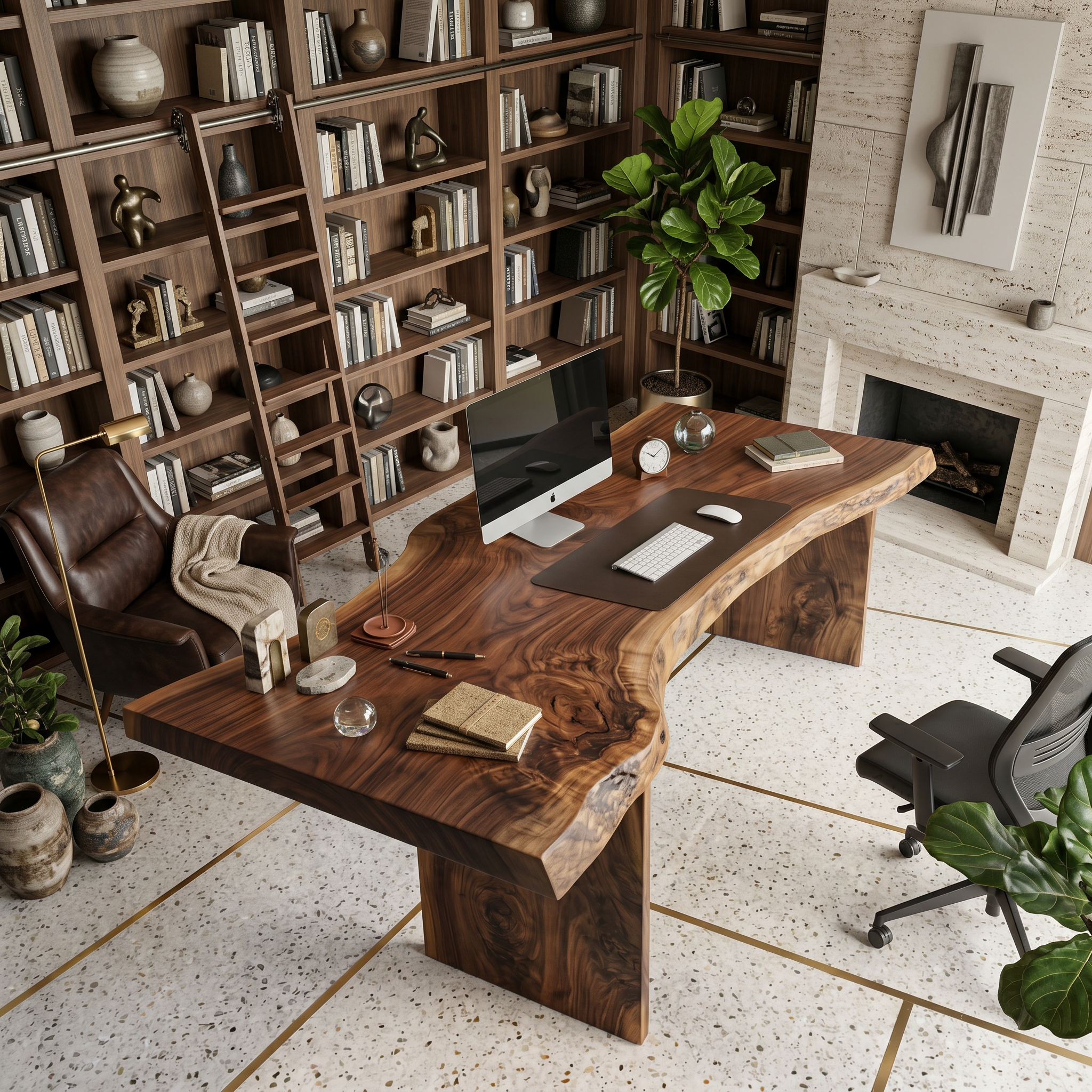 Modern Organic Curved Office Desk For Executive Or Creative Workspace SITHTTDE026