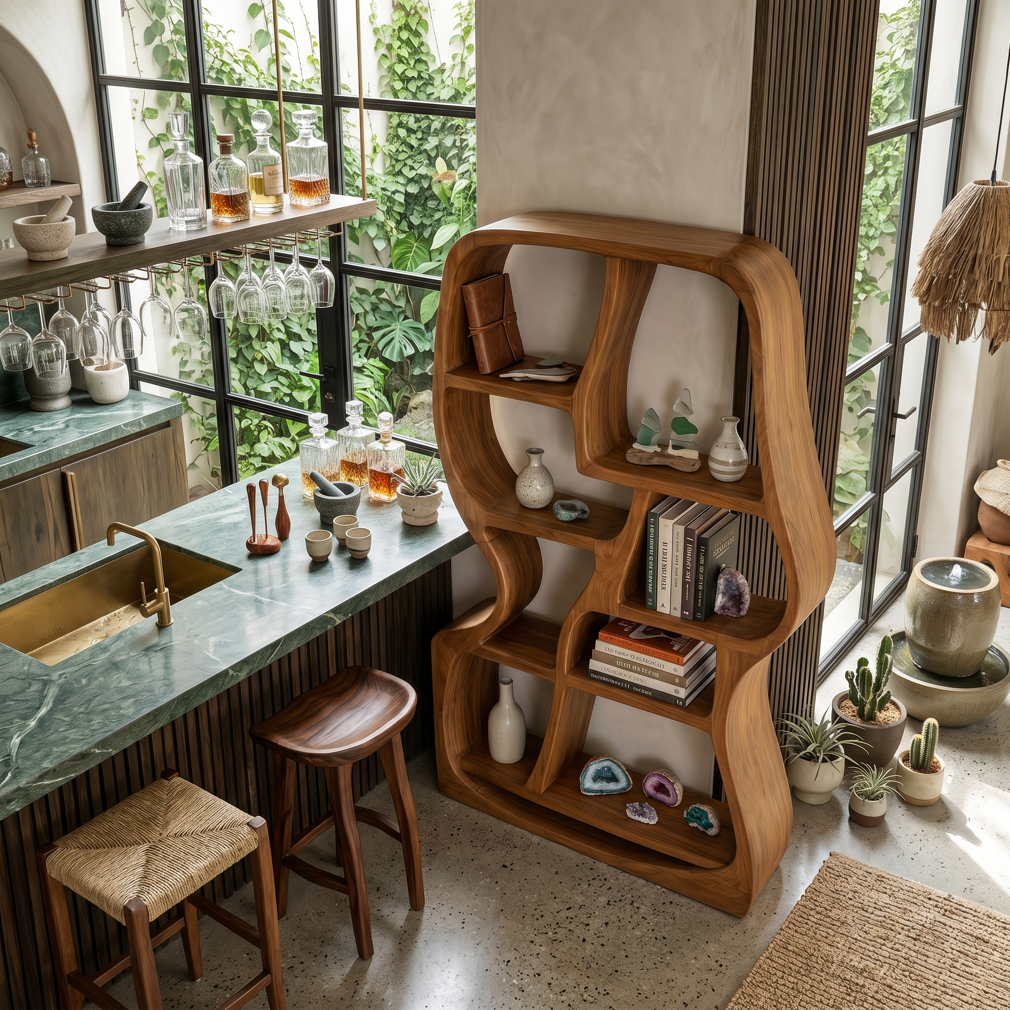 Modern Sculptural Bookshelf For Home Library Display SILDTTNBS037