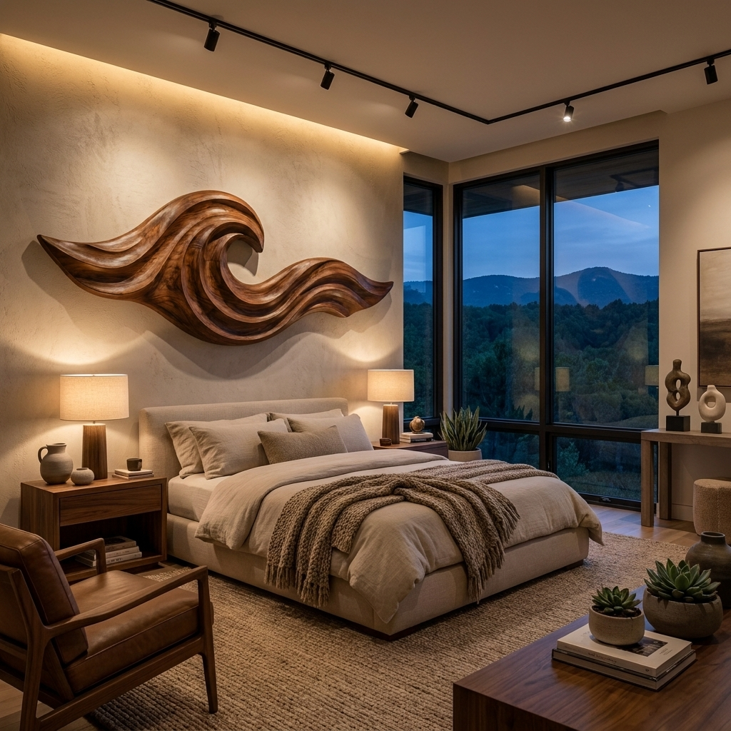 Wooden Ocean Wave Wall Art For Cozy Living Room Decor RTTHTTWA140
