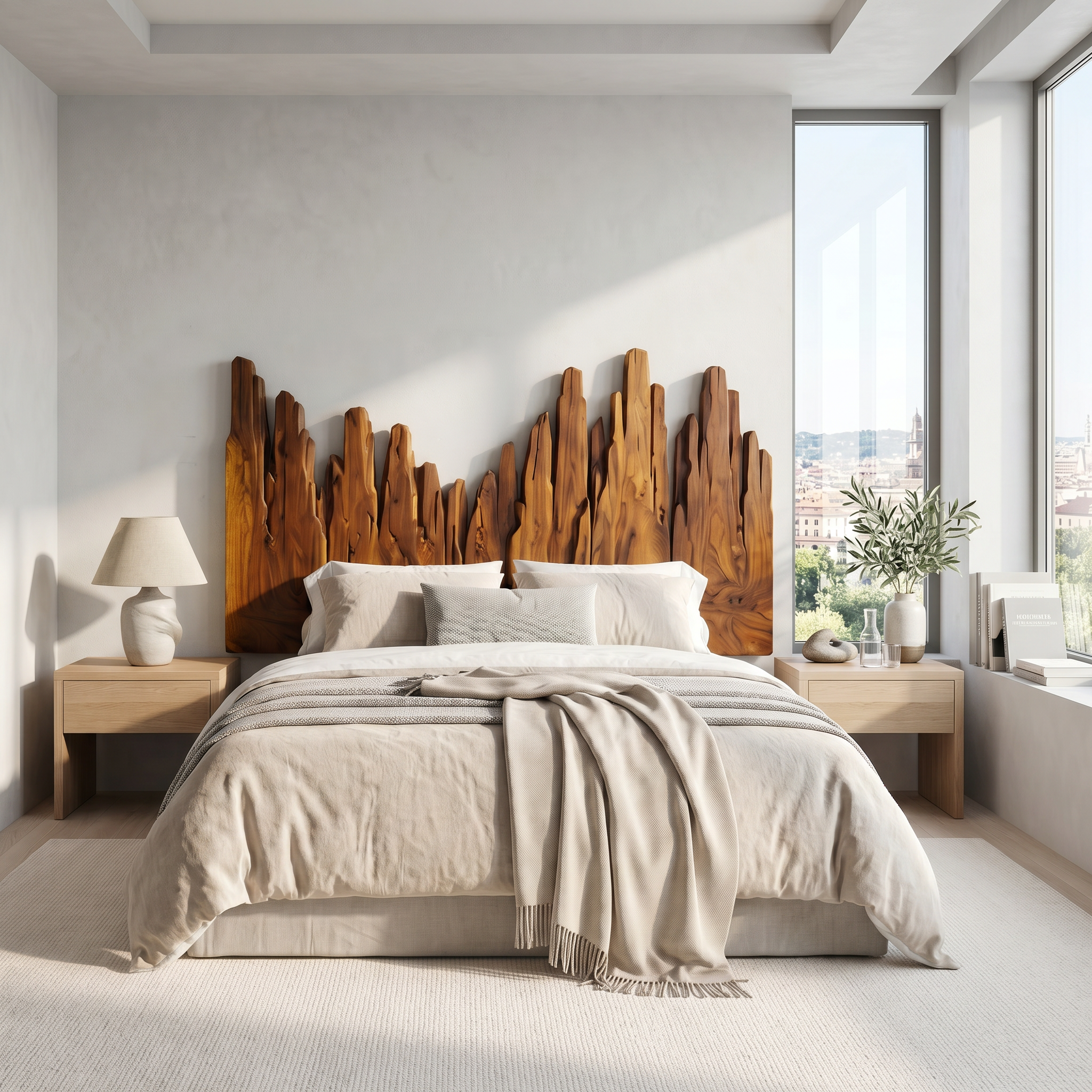 Rustic Skyline Headboard Wooden Bed Headboard For Bedroom SINLSAHB040