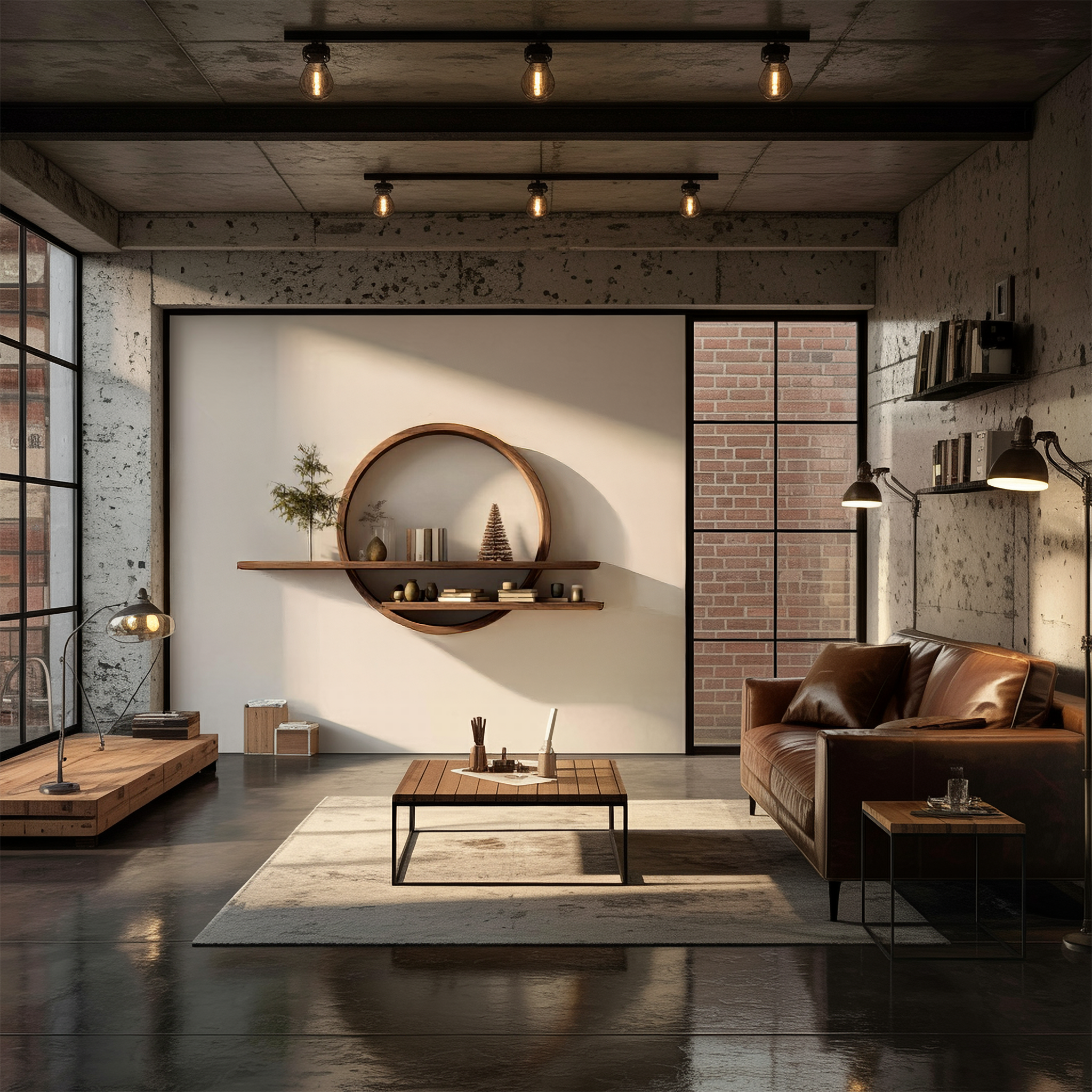 Rustic Round Wall Shelf For Living Room And Bedroom SINLSAFL457