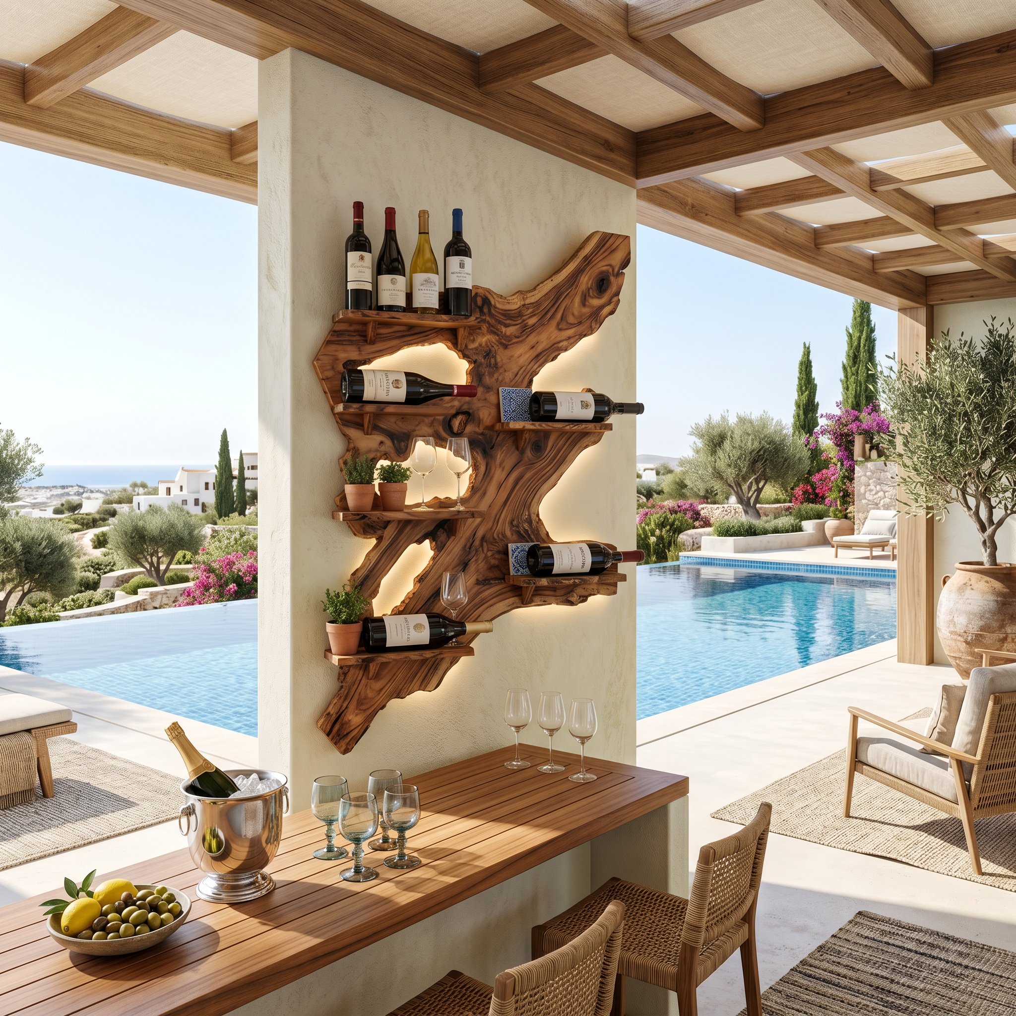 Rustic Wine Rack For Furniture Home Bar Wall Design SILDTTRWH022