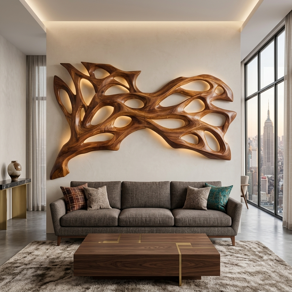 Abstract Natural Wood Wall Art For Modern Home RTTHHNWA183