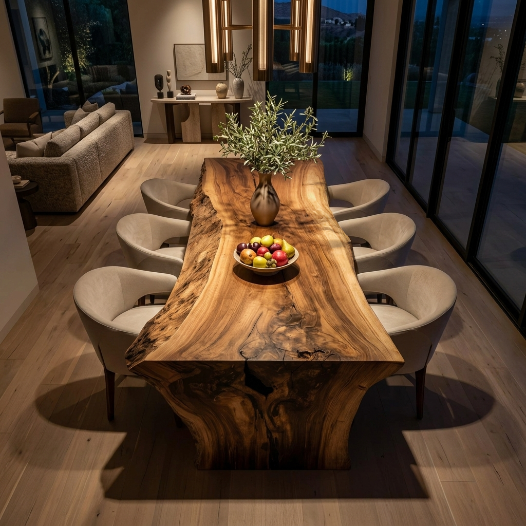 Contemporary Live Edge Dining Table For Dining Room SITHTTDN004