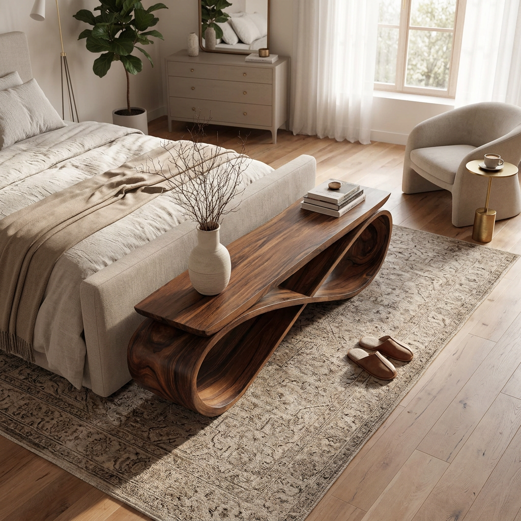 Infinity Loop Sculptural Bench For Entryway Or Living Room SITHTTCHR047