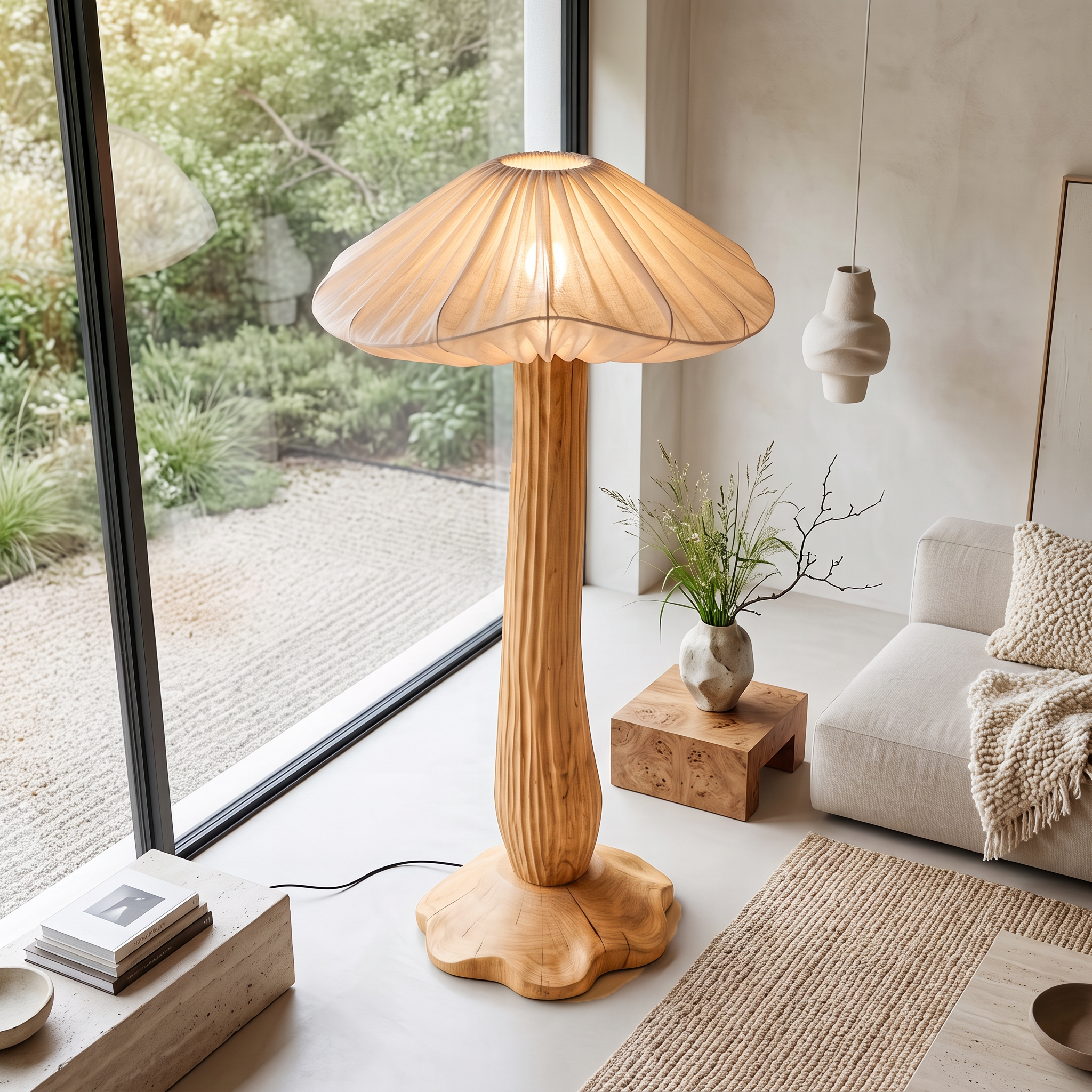 Rustic Floor Lamp Voan Mushroom Shade Living Room SINLSAFLP132