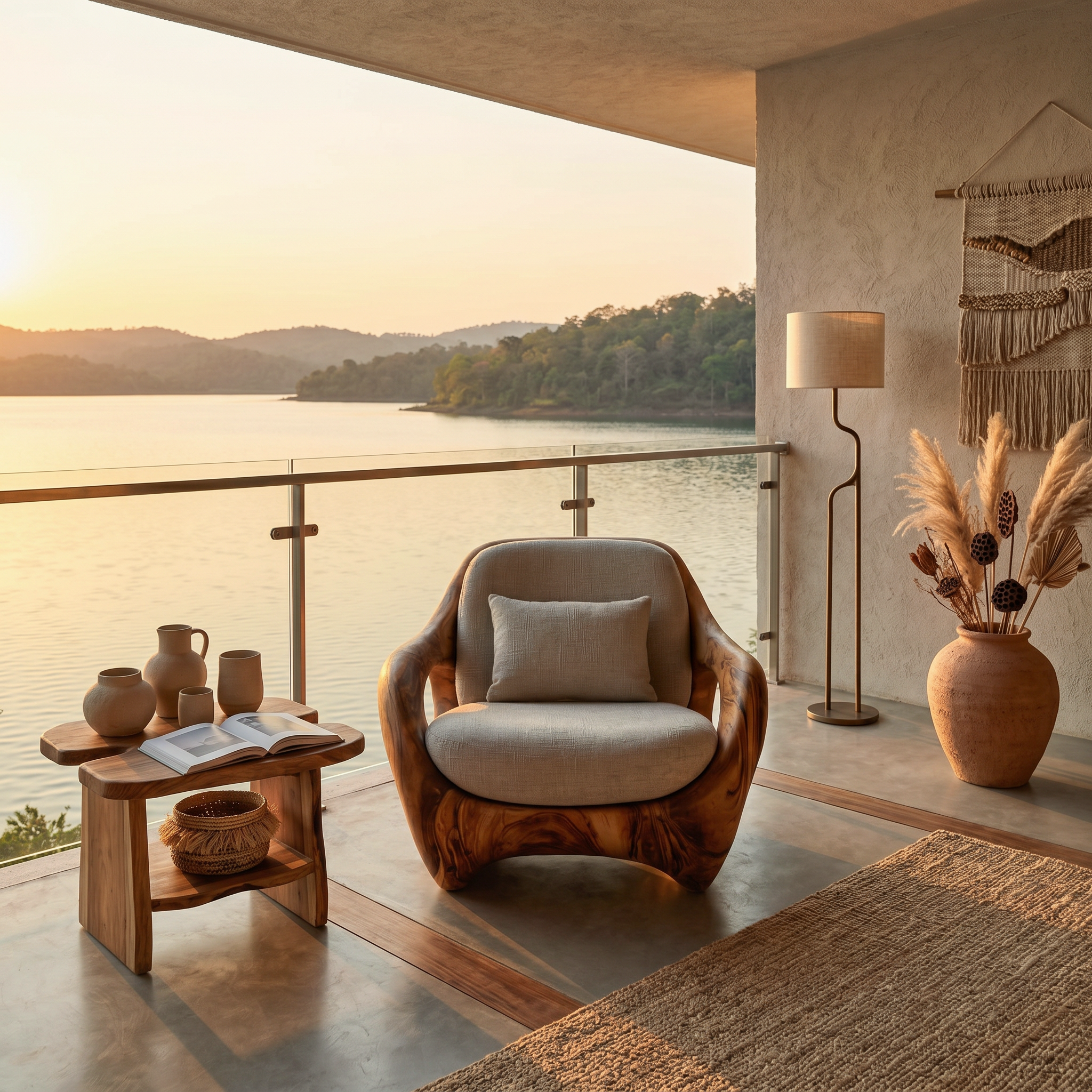 Artistic Organic Lounge Seating Open Carved Frame For Living Room RTTHTTACC012