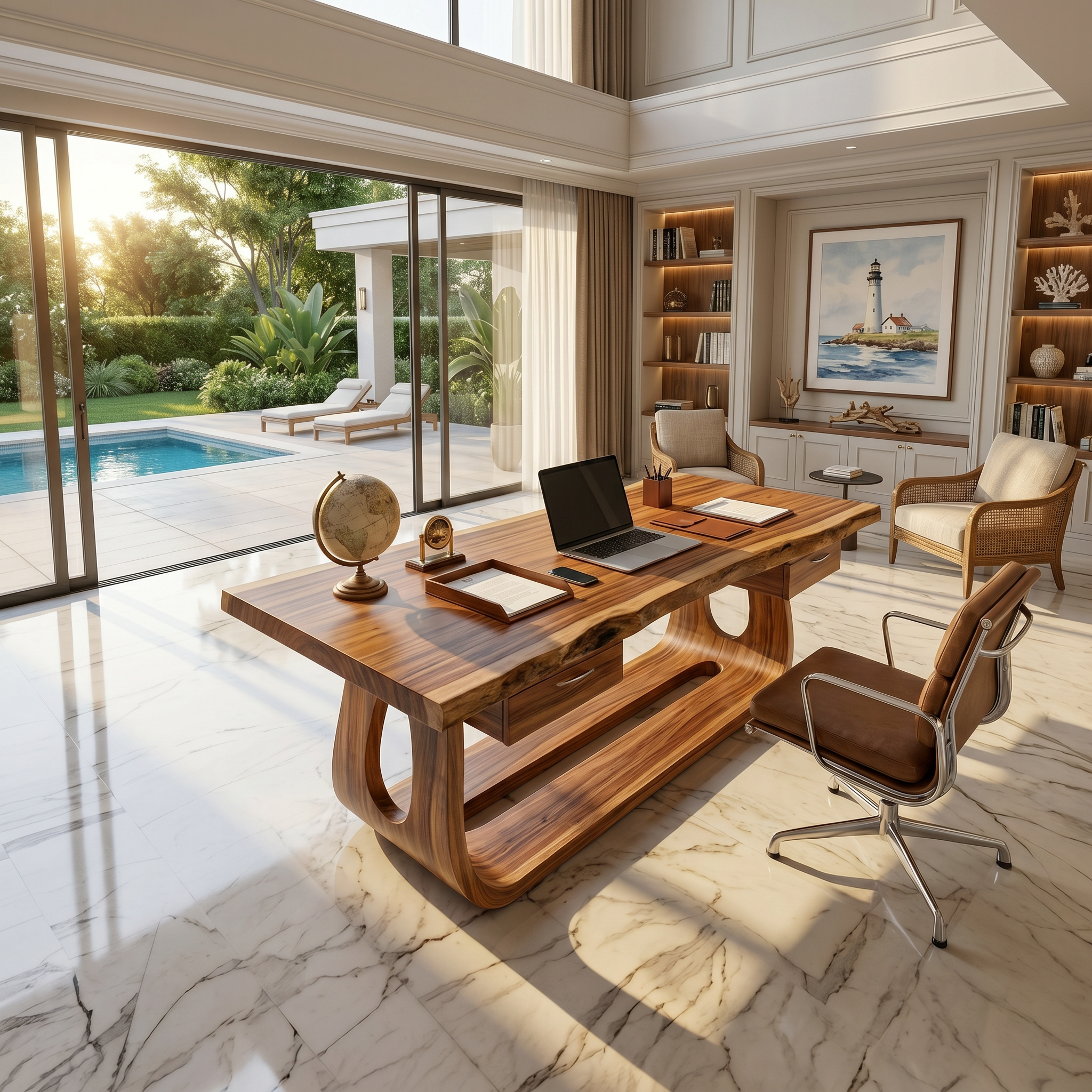 Luxury Writing Desk With Live Edge Detail For Bedroom Workspace SILDTTRDE005
