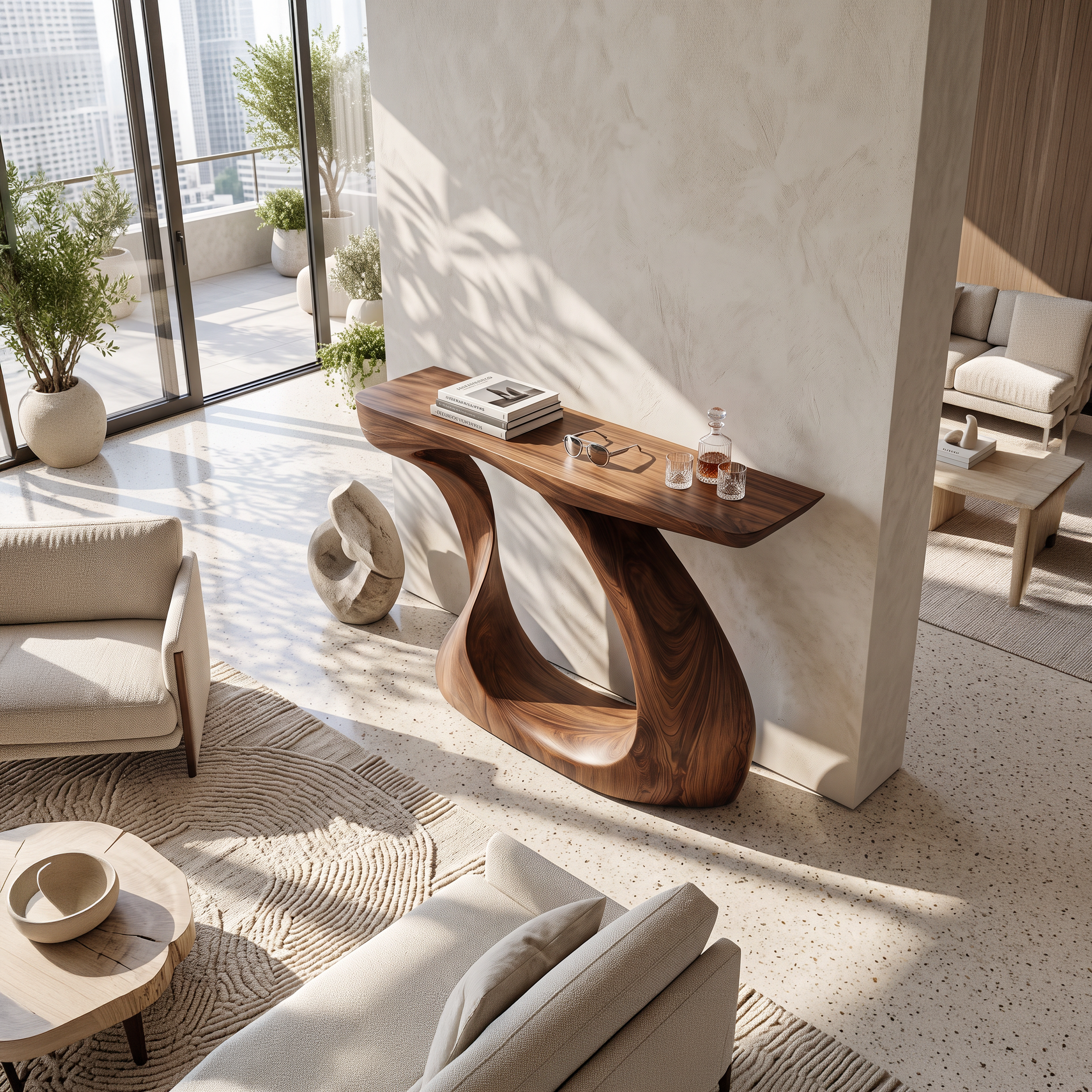 Modern Live Edge Entryway Table Sculptural Wood For Luxury Home Decor SILDTTNCS071