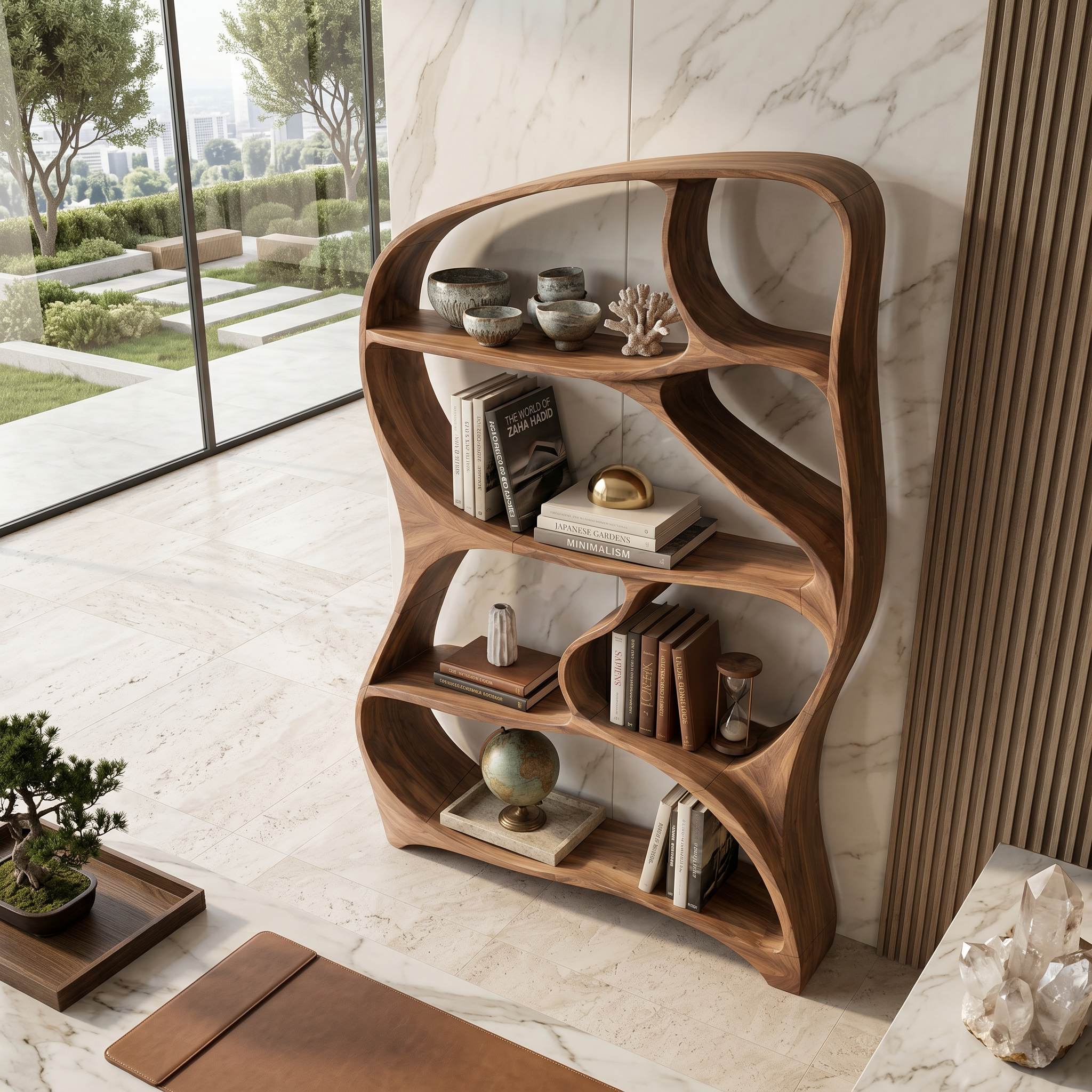 Organic Wall Bookcase For Contemporary Living Room SILDTTNBS051