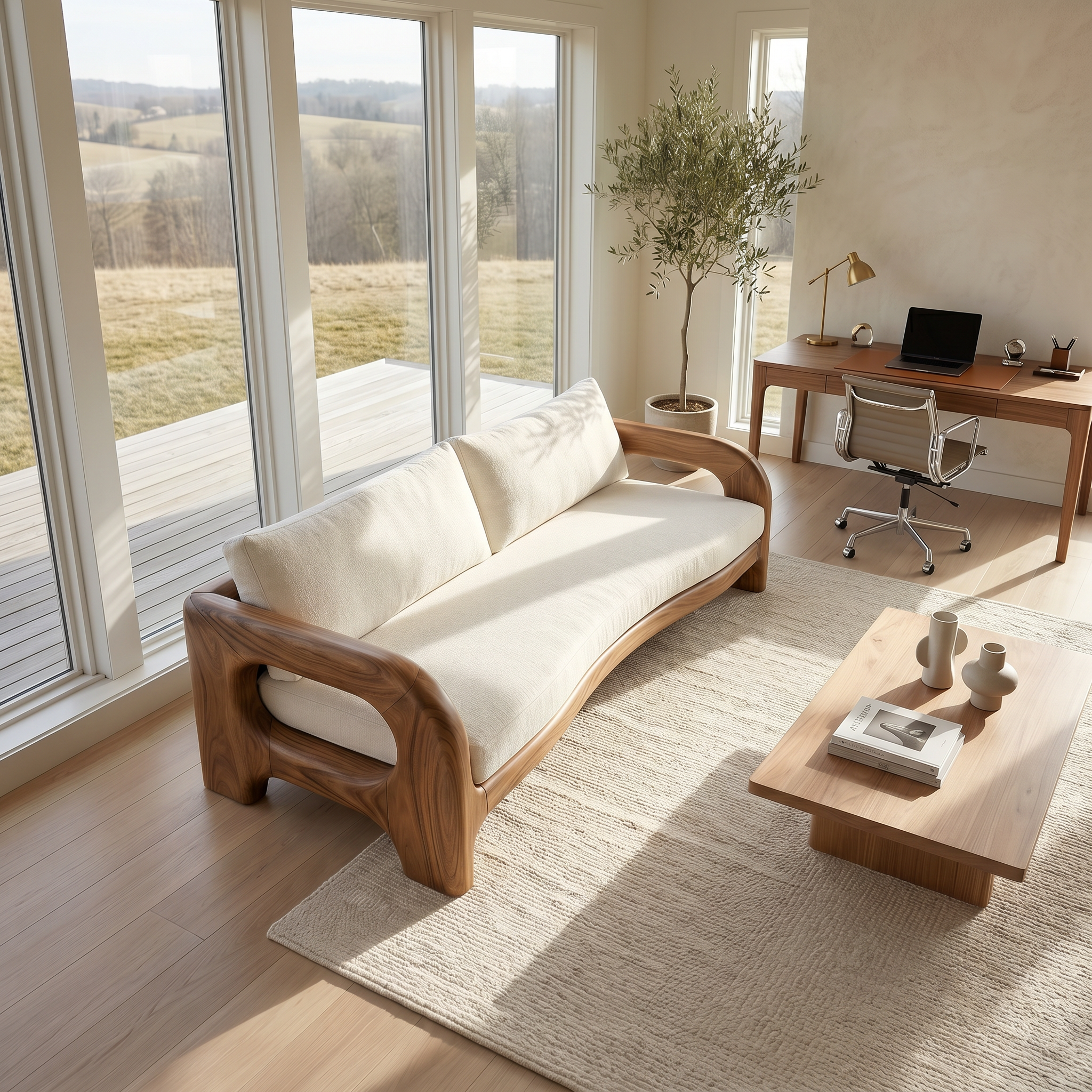 Contemporary Solid Wood Sofa With Architectural Frame For Modern Home SILDTTRSFA013
