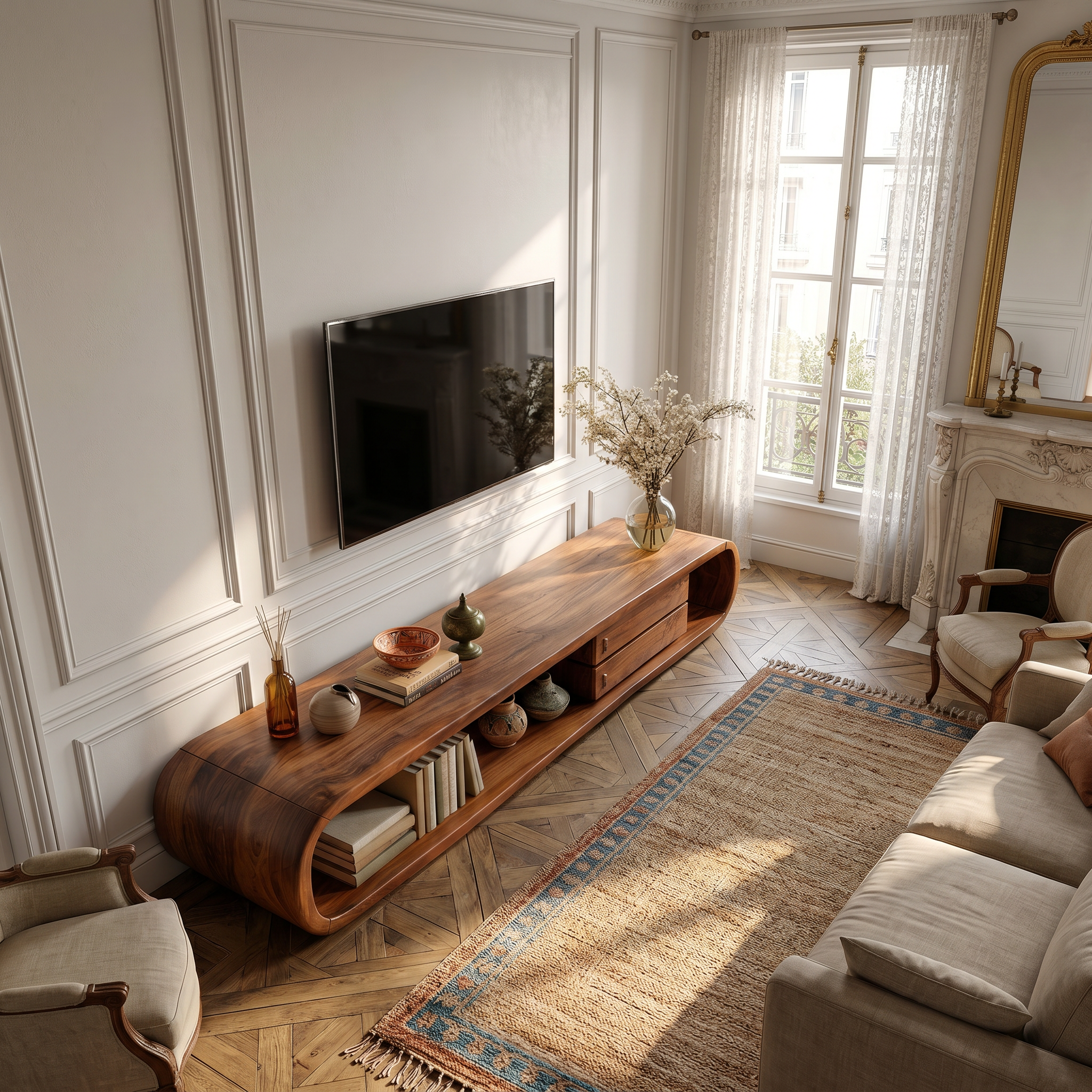 Luxury Monkeypod Media Console For Modern Interior SILDTTRTVC070