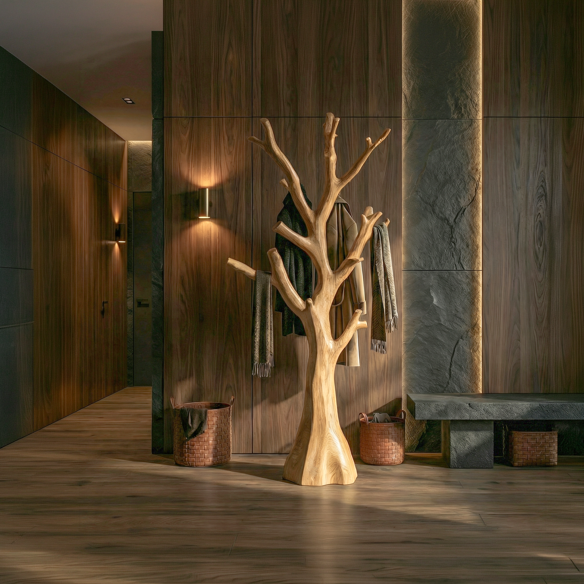 Rustic Tree Form Coat Stand For Hallway And Living Room SINLSATCR100